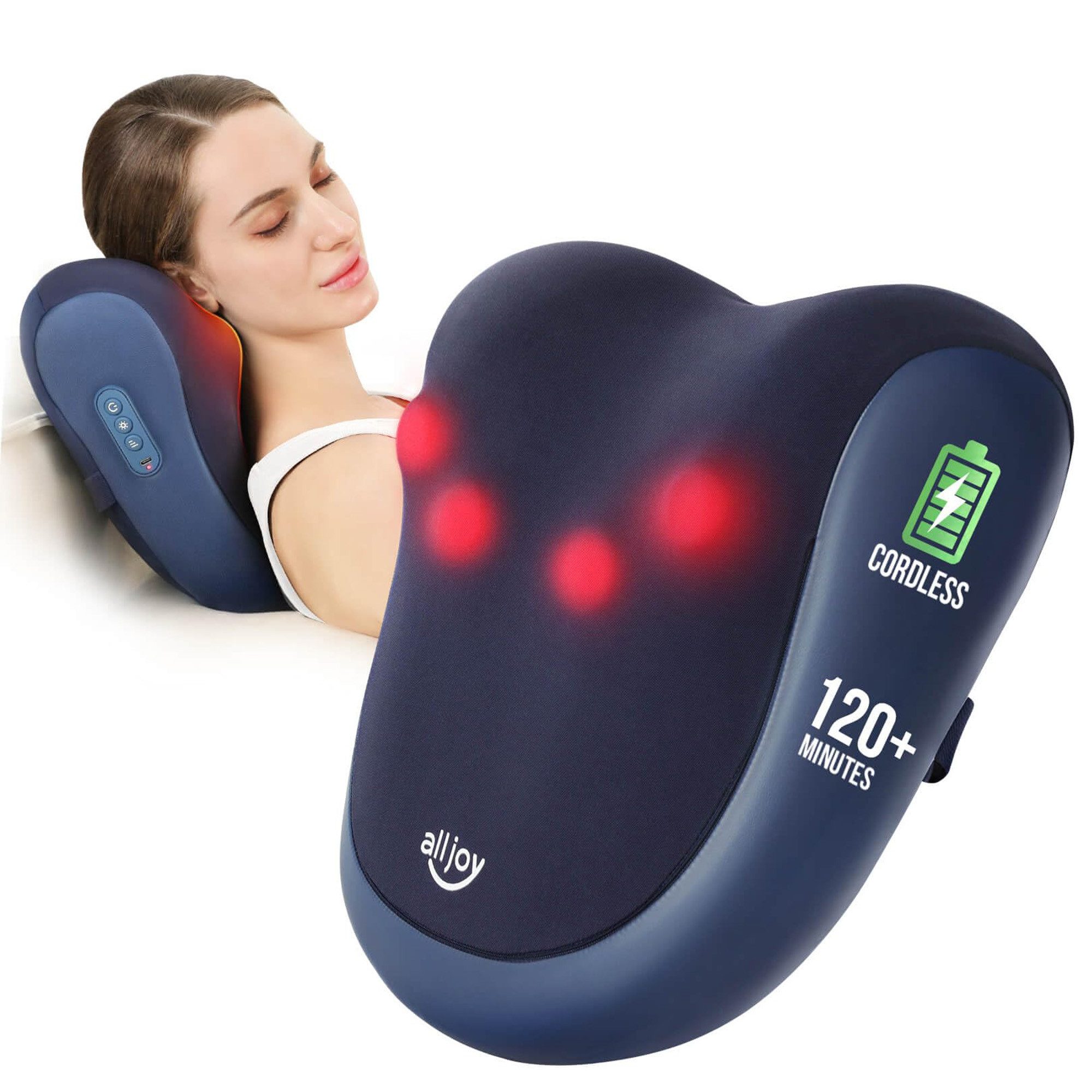 Nacken-Massagegerät Kabelloses Nacken-Massagekissen, mit 3D-Rotation, Wärmefunktion