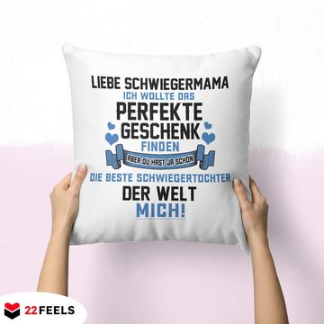 22Feels Dekokissen Schwiegermama Geschenk von Braut Hochzeit Schwiegertochter Deko Frauen, Deko mit Persönlichkeit