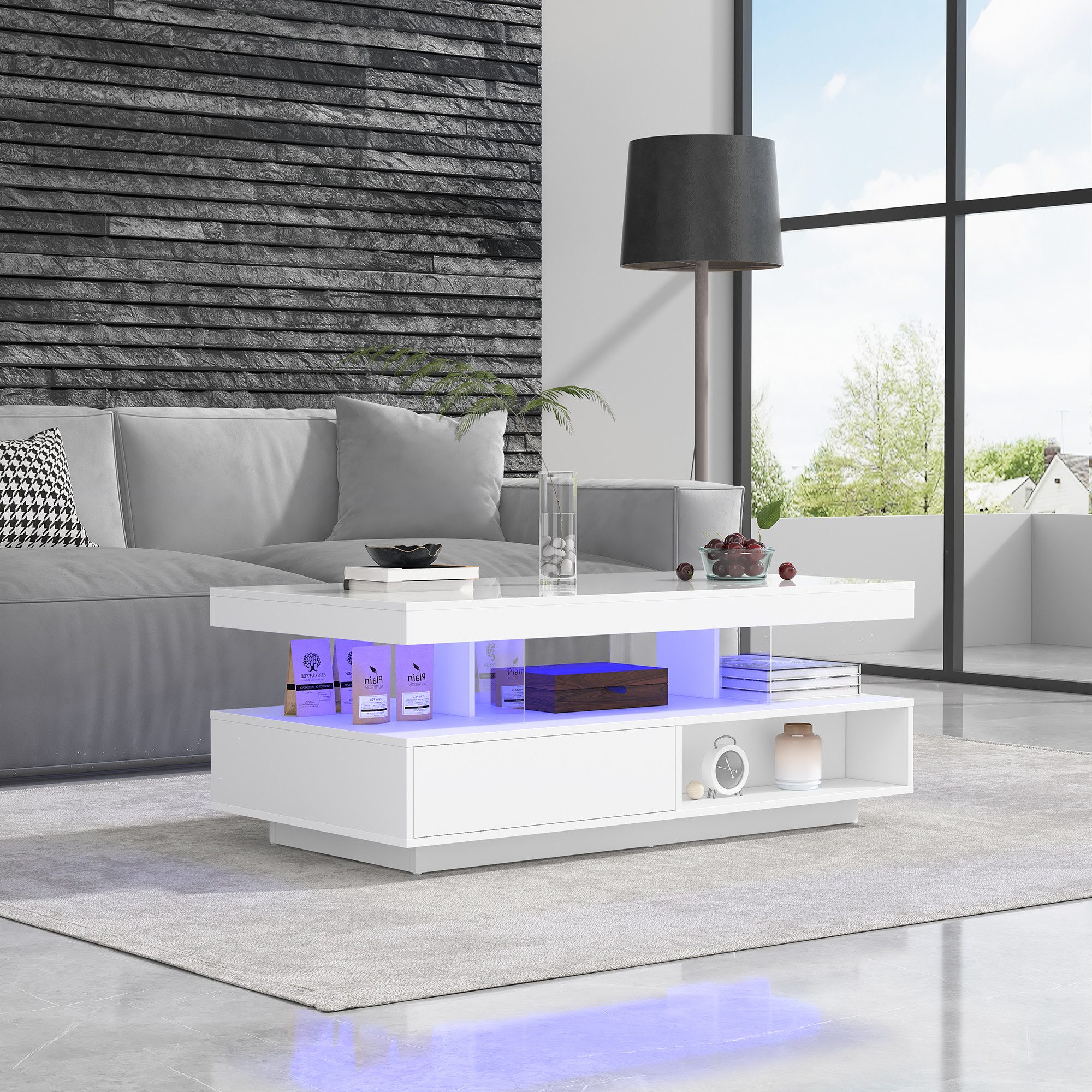 STILVORA Couchtisch Wohnzimmertisch Hochglanz-Beistelltisch Sofatisch mit günstig online kaufen