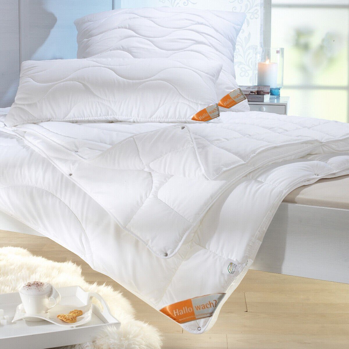 Winterbett Jahreszeiten Bettdecke Sommerbett Softpolyester, 135x200 Füllung: Garanta Garanta, 4 Öko-Test-Auszeichnung Klimafaser, Bezug: 100% Microfaser, 4-Jahreszeitenbett, 60°,