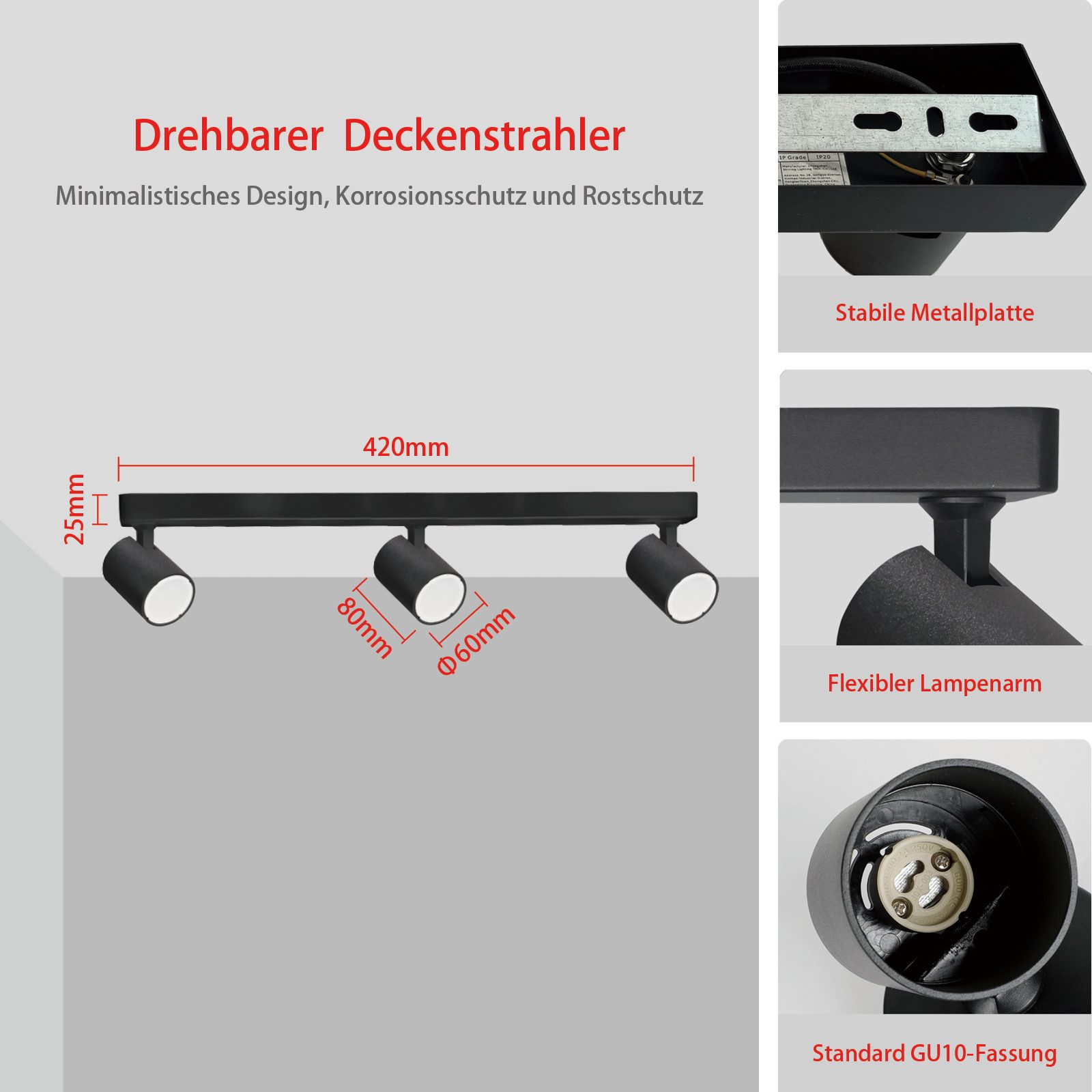 Zedelmaier Deckenstrahler Deckenspots Deckenleuchte max.7W, GU10, günstig online kaufen