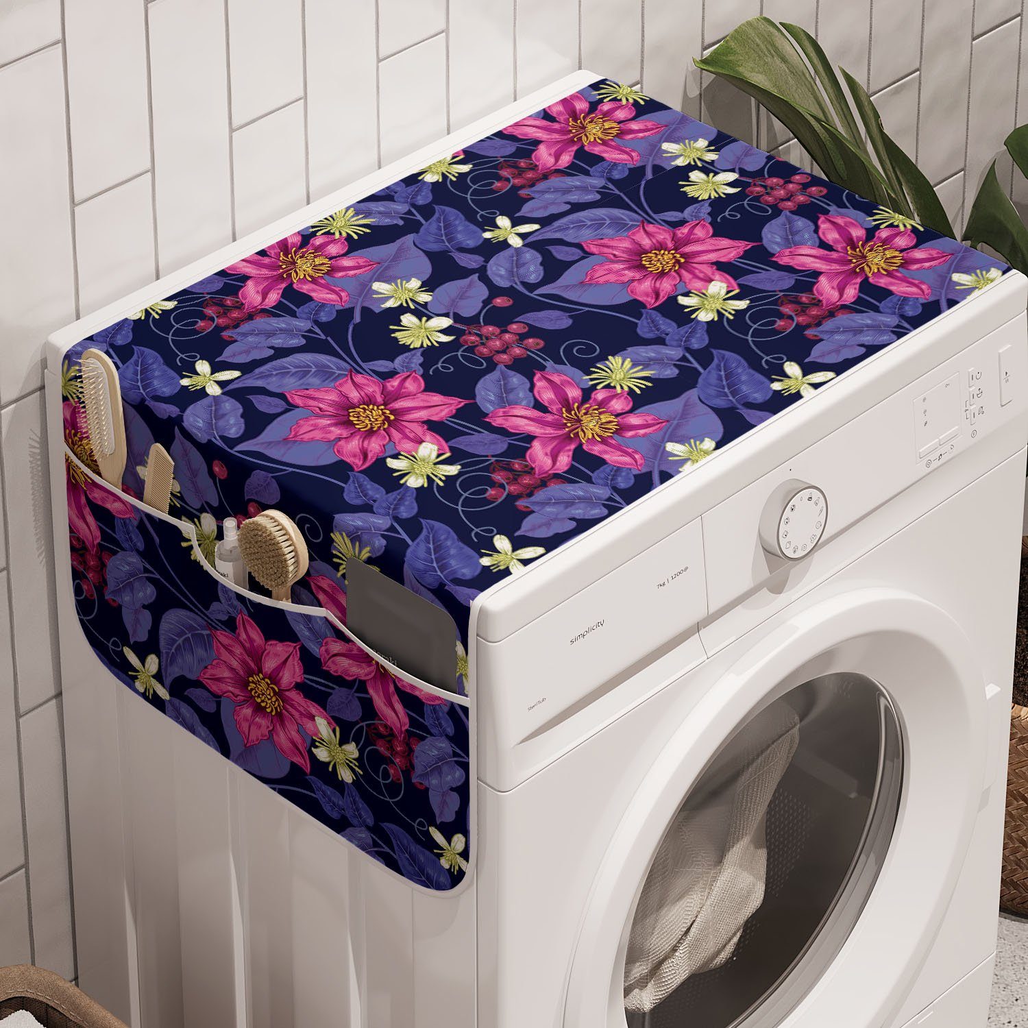 Waschmaschine Blumen und Badorganizer Anti-Rutsch-Stoffabdeckung Tropicana Hawaii Trockner, für Abakuhaus Orchideen