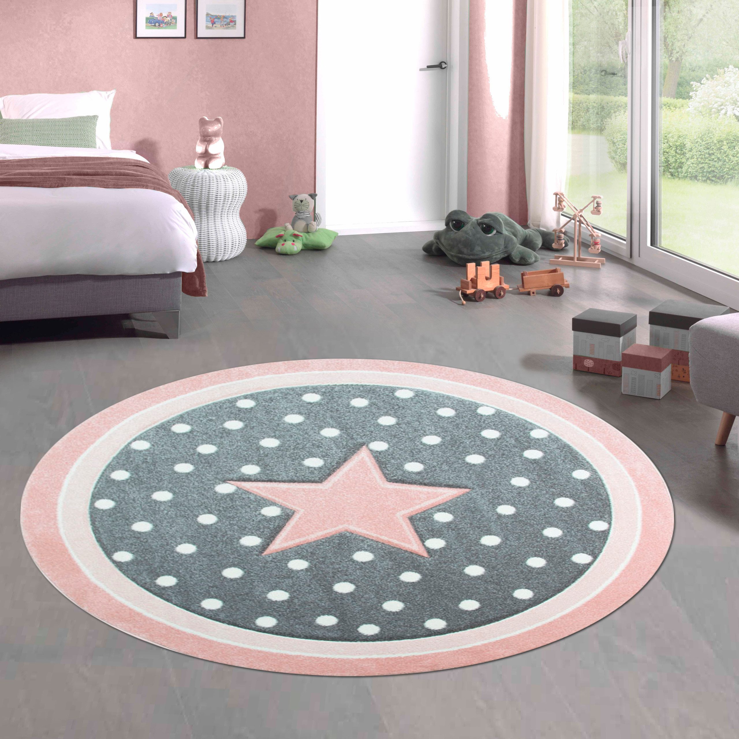 Carpetia Kinderteppich Verspieltes 3D-Motivdesign, rund, Höhe: 13 mm, pflegeleicht, strapazierfähig, handgearbeiteter Konturenschnitt