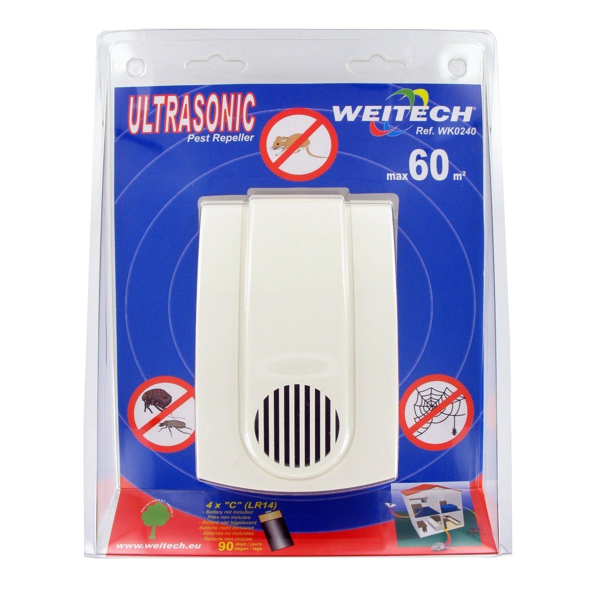 Ultraschall-Tierabwehr Ultraschall Vertreiber gegen Mäuse, Spinnen, Zecken, Flöhe