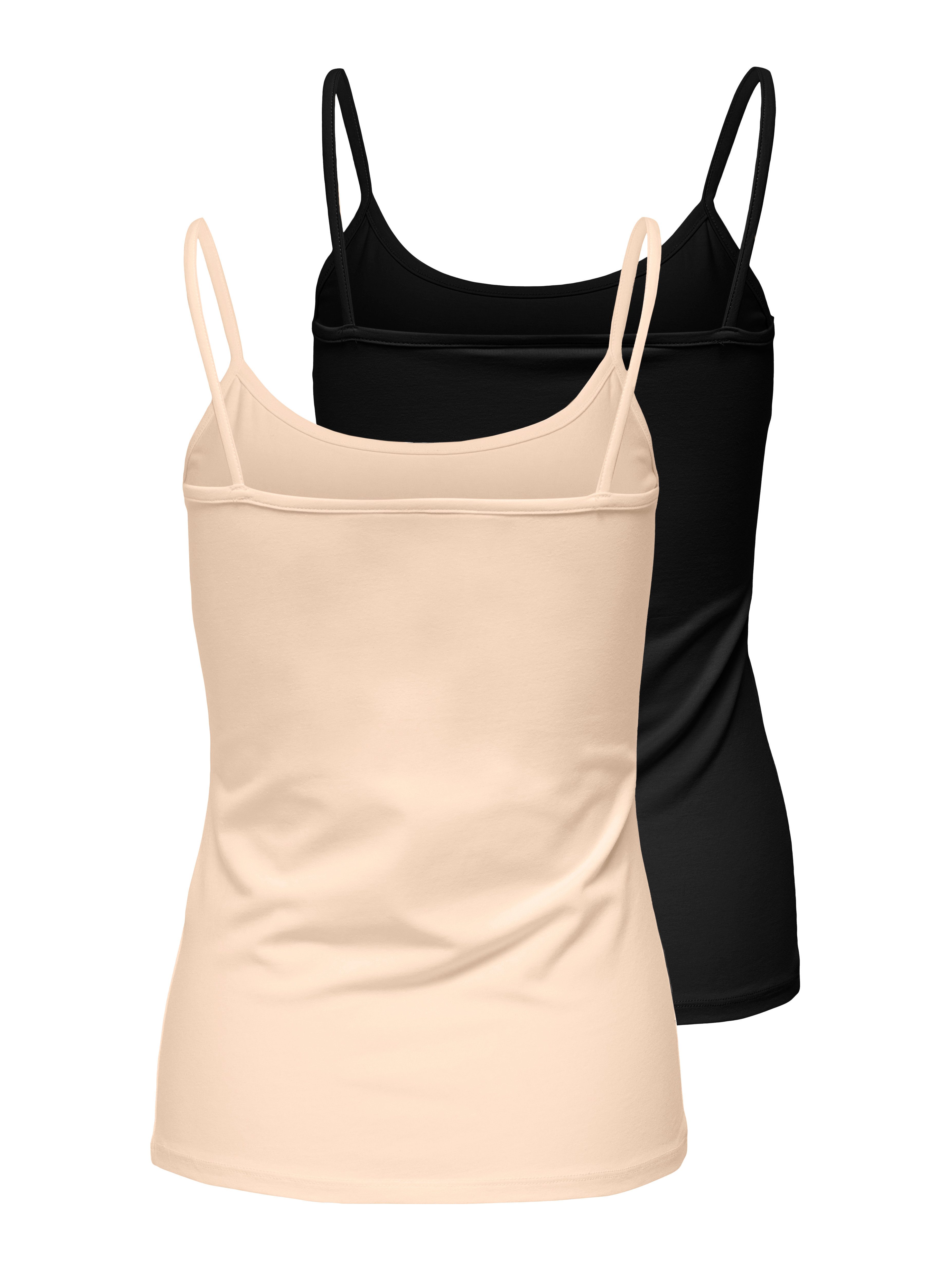 ONLY Spaghettitop ONLLOVE – Spaghettitops im Doppelpack mit elastischem Tragekomfort (Packung, 2-tlg) Baumwollmischung, regular fit