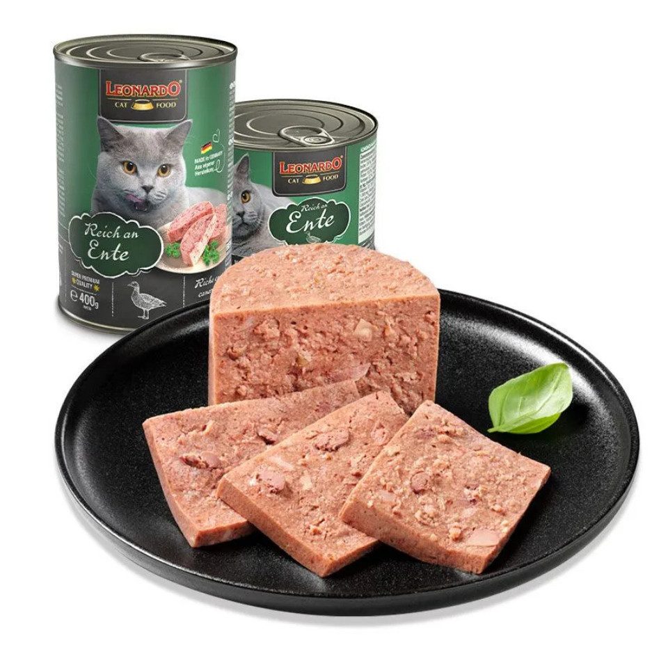 Leonardo Catfood Ente - hochwertiges Nassfutter ohne Getreide & Zucker 6x200g, Nassfutter für: Katzen