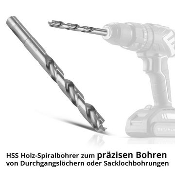 STAHLWERK Bohrersatz HSS Holz-Spiralbohrer 25er Set 1-13 mm DIN 338, Holzbohrer, HSS-Bohrer, Bohrer-Satz, Bohrer-Set mit geschärften Kanten