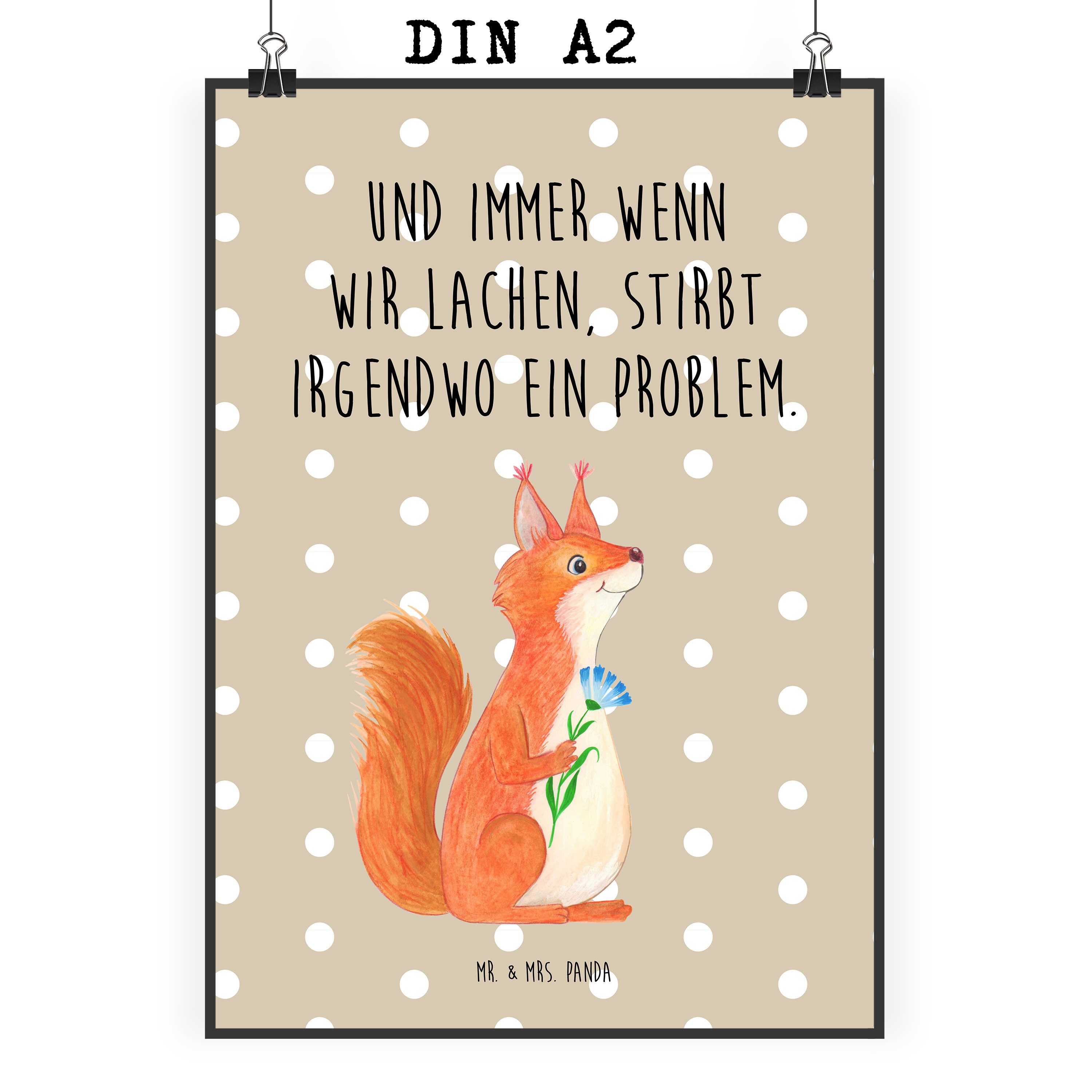Mr. & Mrs. Panda Poster DIN A2 Eichhörnchen Blume Beige Pastell