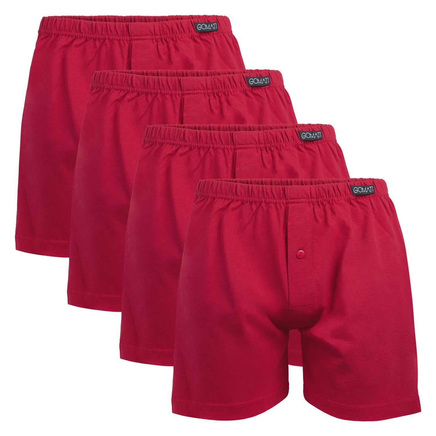 Gomati Boxershorts Herren Jersey Boxershorts Stretch Shorts aus Baumwolle (4er Pack) Deep Red
