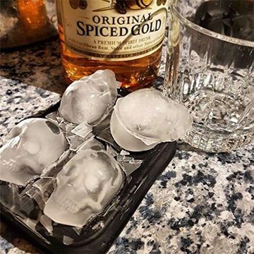 Juoungle Eiswürfelform 3D-Totenkopf-Eisform leicht zu lösen niedliche und lustige Eisschädel