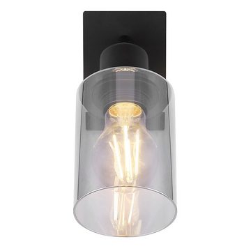 etc-shop Wandleuchte, Leuchtmittel nicht inklusive, Wandleuchte schwarz Schlafzimmerlampe Bettlampe Rauchglas Wandlampe