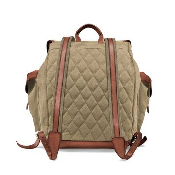 DRAKENSBERG Wanderrucksack »Henry« Khaki-Beige, Damen und Herren Rucksack im alpinen Vintage-Design, Canvas, Leder