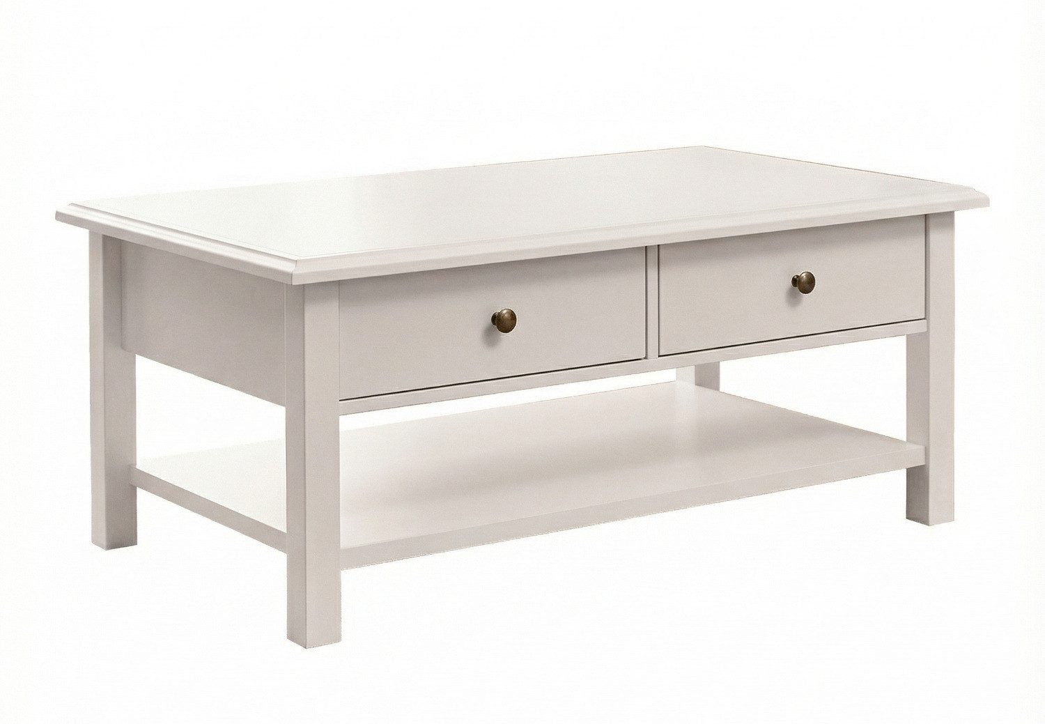 moebel-dich-auf Couchtisch AARHUS (weiß, im Landhausstil), 2 Schubkästen, 1 Ablageboden, 102 cm breit