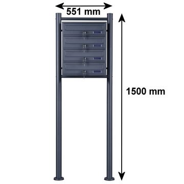 Zelsius Briefkastenanlage 4-fach Standbriefkastenanlage anthrazit pulverbeschichtet