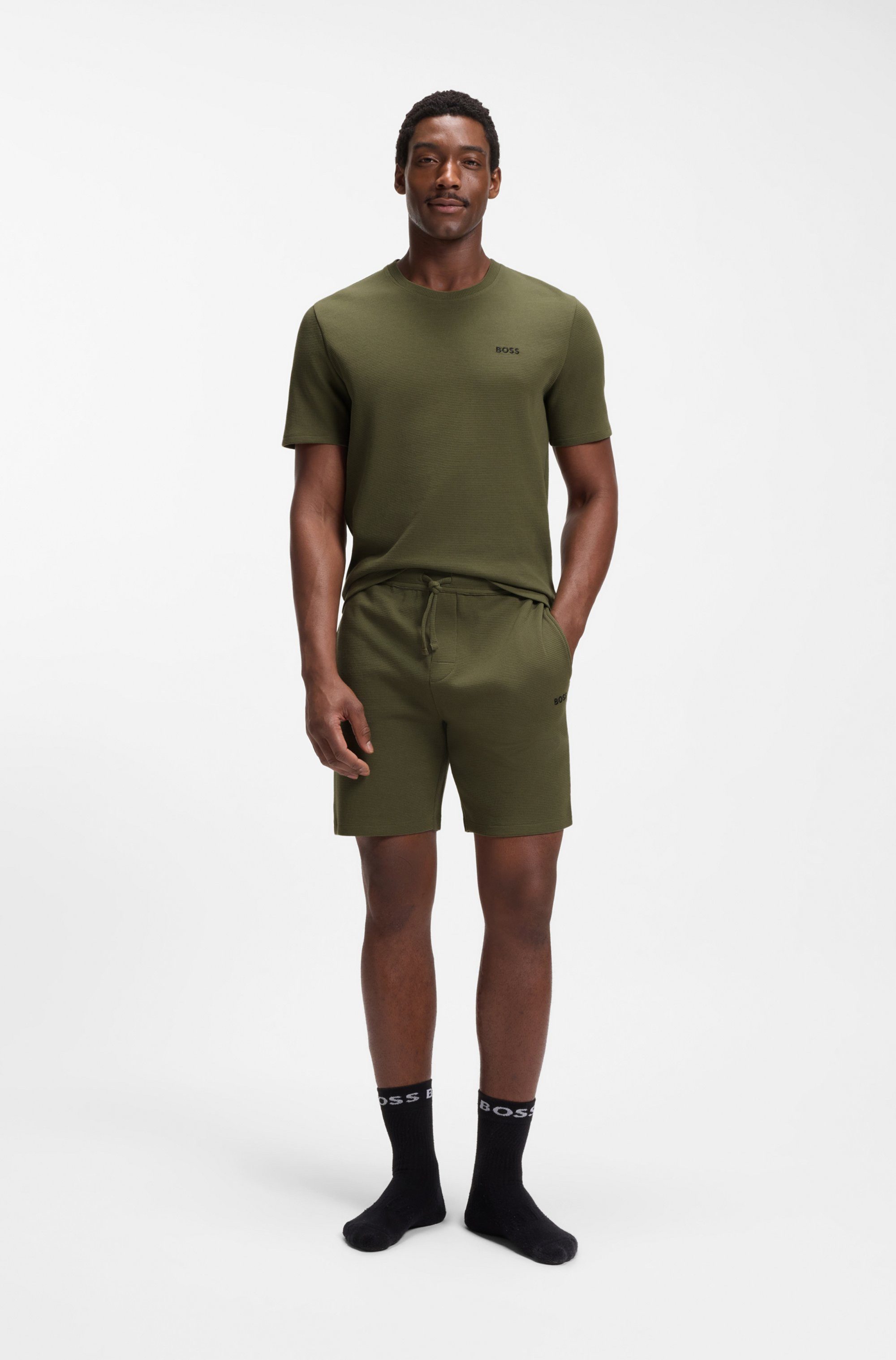 BOSS Pyjamaoberteil Waffle T-Shirt