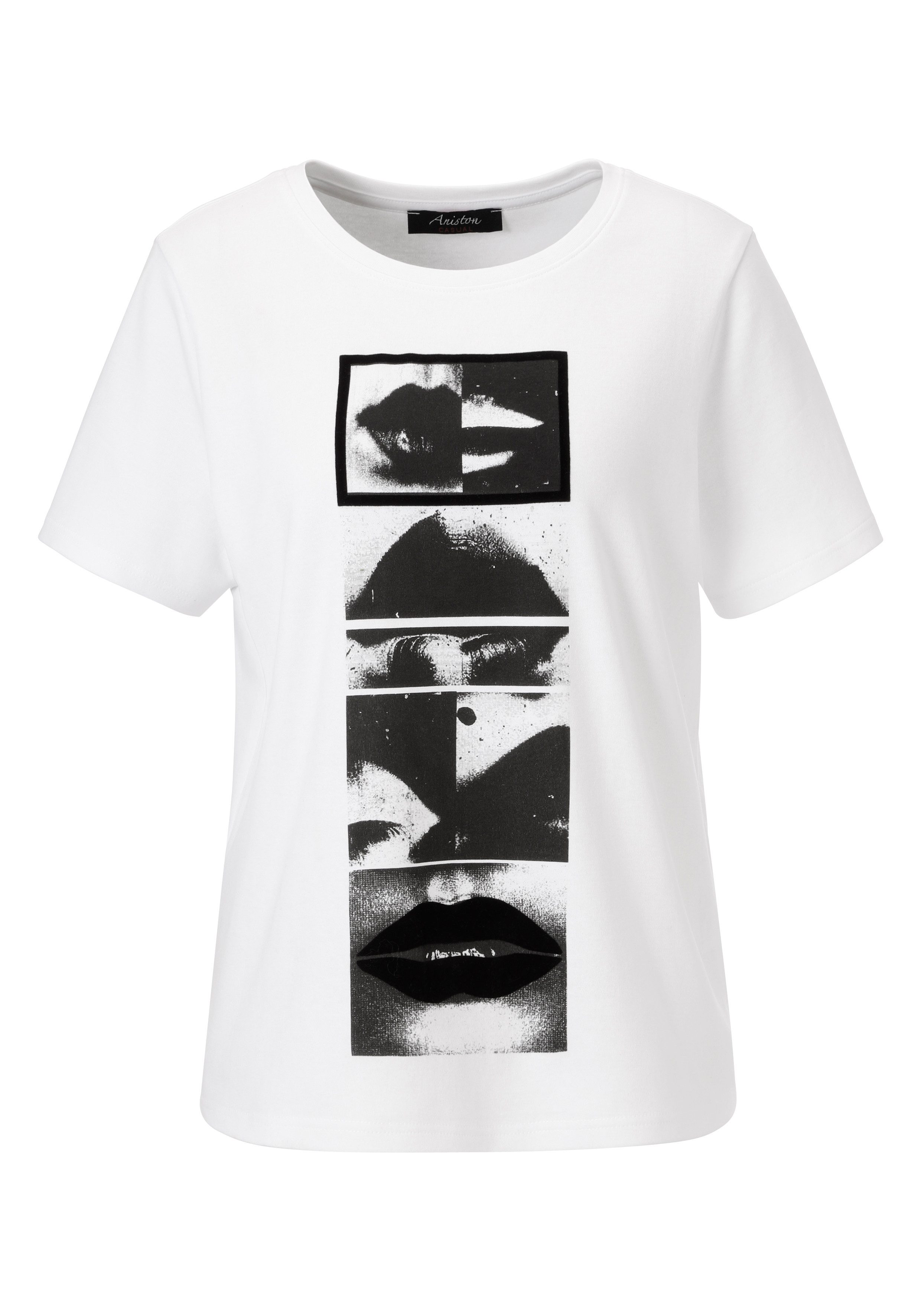 Aniston CASUAL T-Shirt mit Samt verziertem, extravaganten Frontdruck