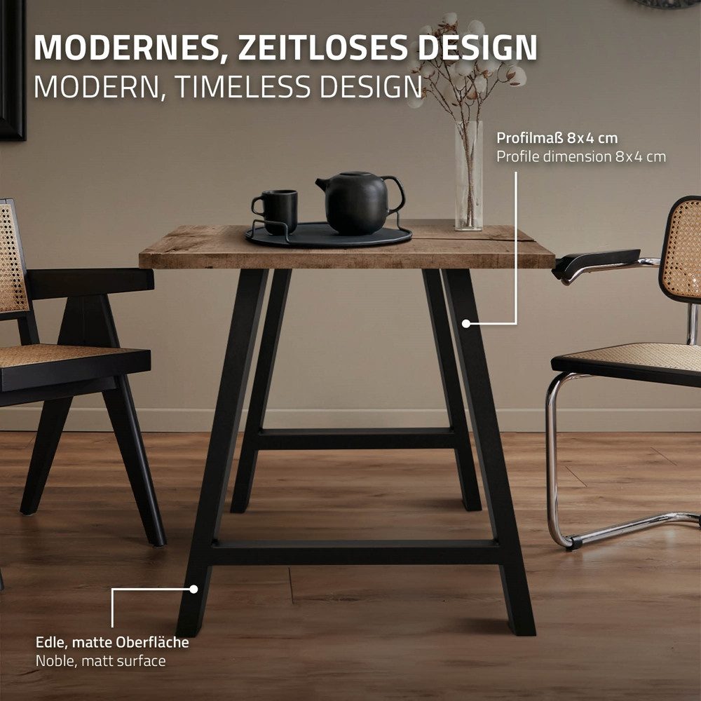ECD Germany Tischbein 2x Tischgestell Tischkufen A-Design aus pulverbeschichtetem Stahl, Metall Möbelfüße 70x72 cm Tischuntergestell für Esstisch Schreibtisch – Bild 4 von 5