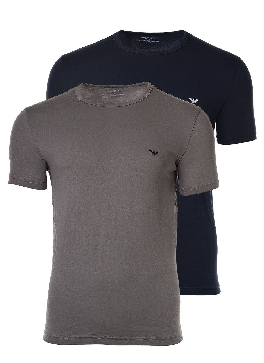 Emporio Armani T-Shirt Herren T-Shirt 2er Pack - Crew Neck, Rundhals grau/marine
