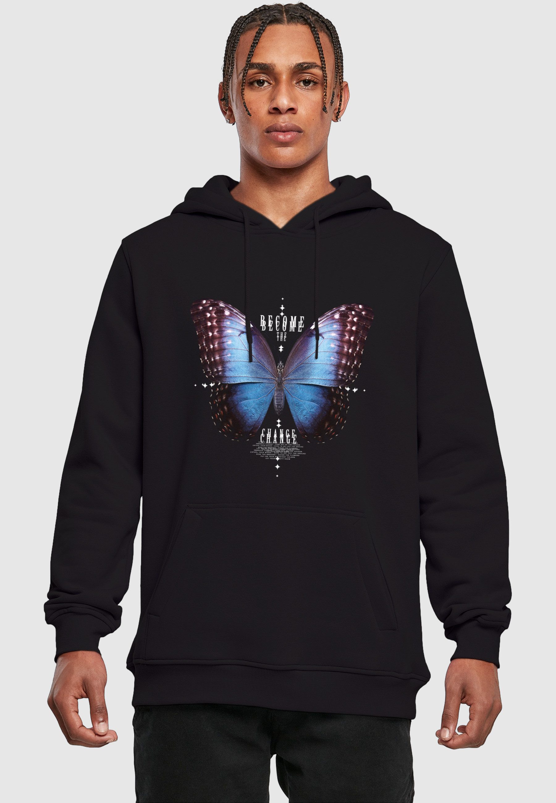 MisterTee Kapuzenpullover MisterTee Herren Become The Change Butterfly Hoody (1-tlg)