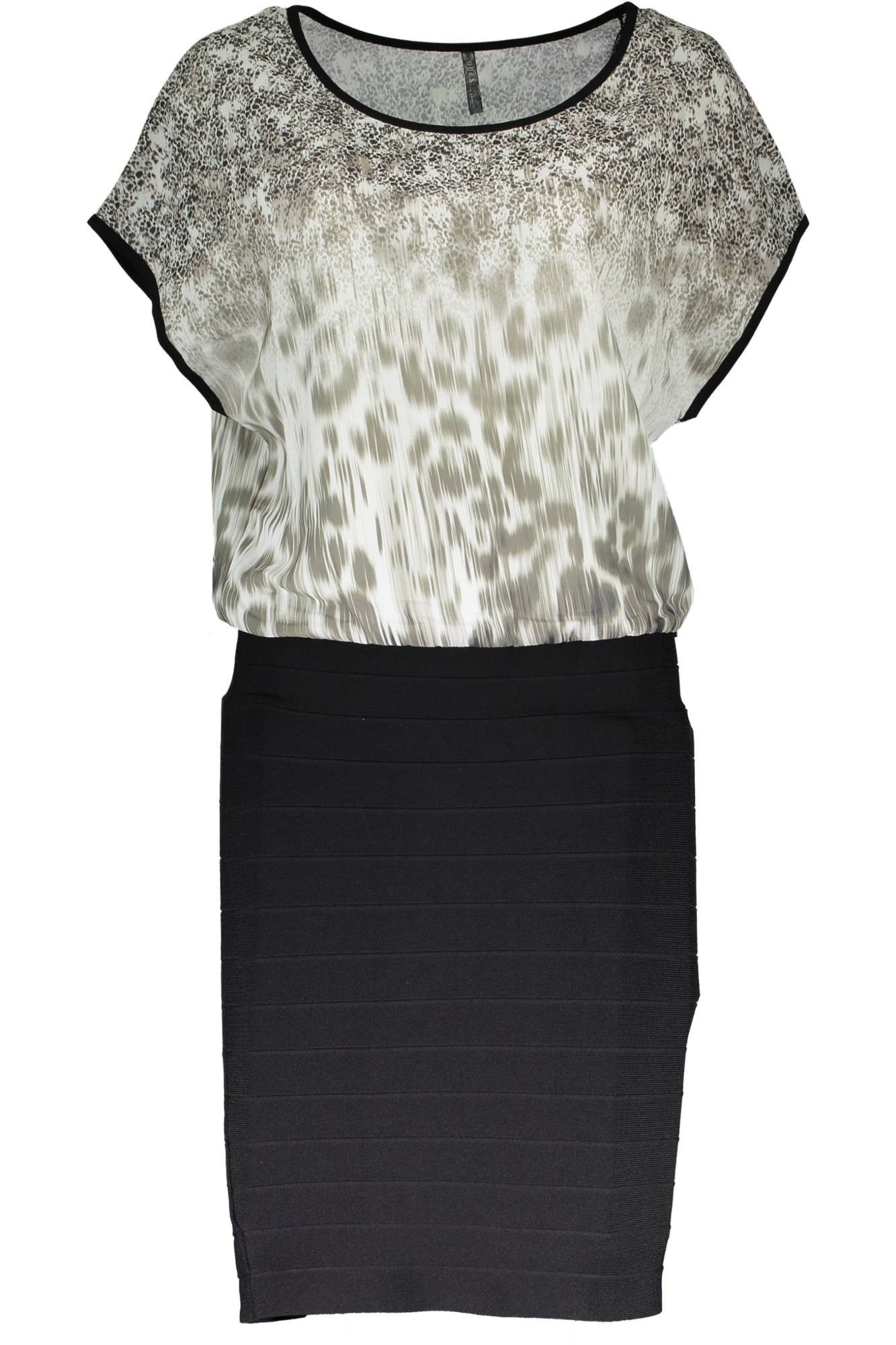 GUESS JEANS Partykleid Stilvolles Damen-Kleid: Mehrfarbig mit Rundhalsausschnitt & Details