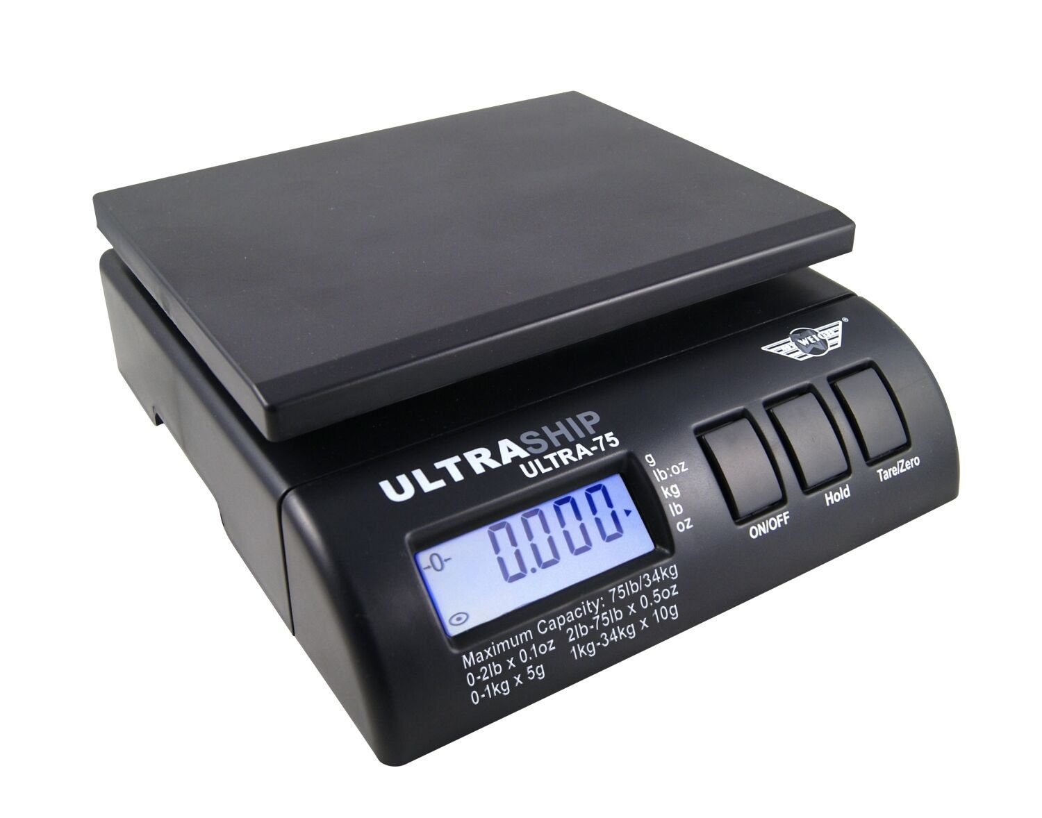 MyWeigh Feinwaage Paketwaage / Briefwaage bis 34 kg für den Postversand / Ultraship75, LCD Display