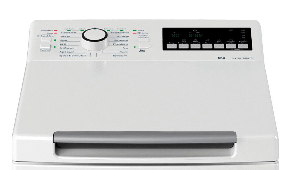 BAUKNECHT Waschmaschine Toplader WMT Super Eco 624 A N, 6 kg, 1200 U/min, Energieeffizienzklasse A, Antiflecken, Vollwasserschutz