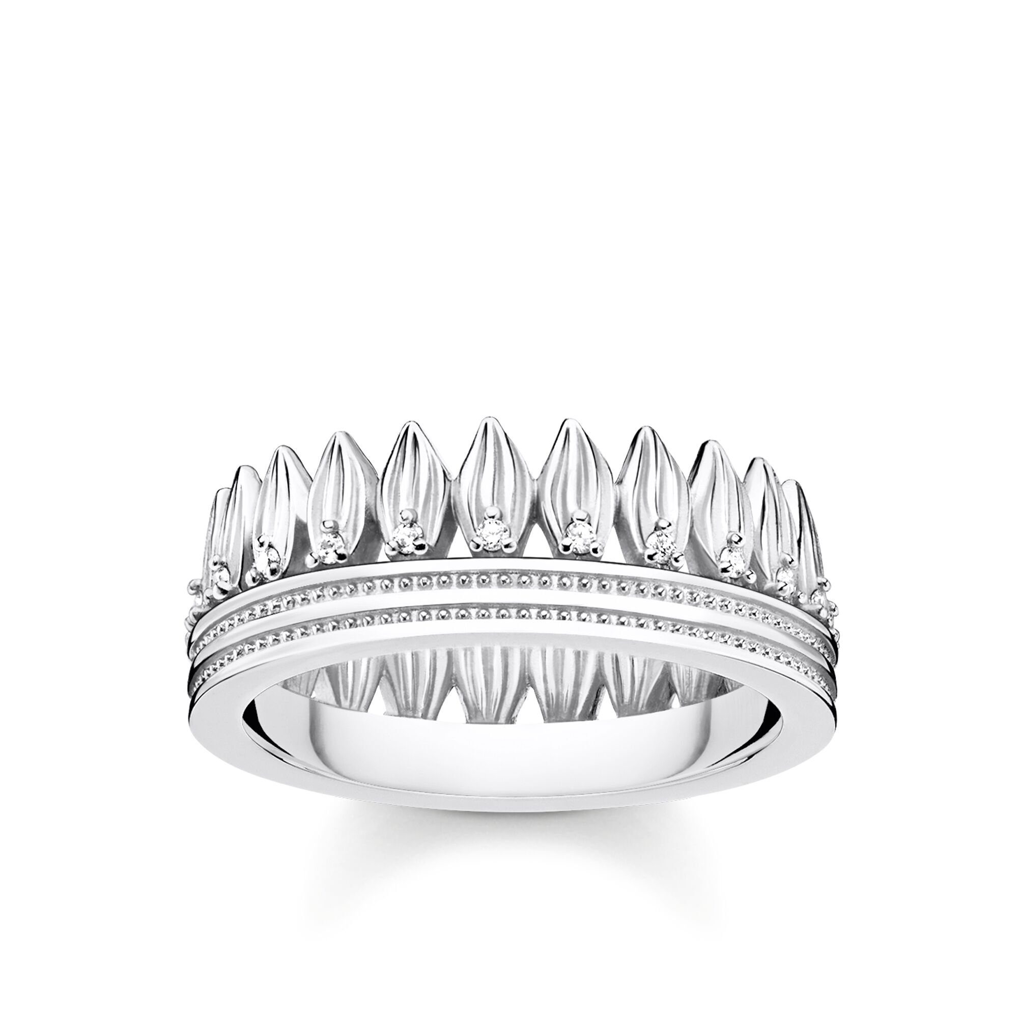 THOMAS SABO Fingerring Thomas Sabo TR2282-051-14 Ring Damen Krone Blätter Silber Gr. 56