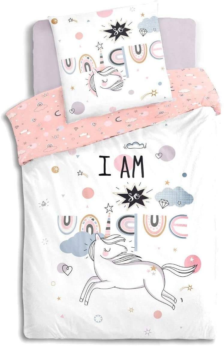 Atmosphera Créateur d'intérieur Kinderbettwäsche Bettwäsche für Mädchen, 140x200 cm, UNICORN, beidseitig, Baumwolle, angenehmes Material. Reduzierter Preis € 28,99. Unverbindliche Preisempfehlung € 37,99