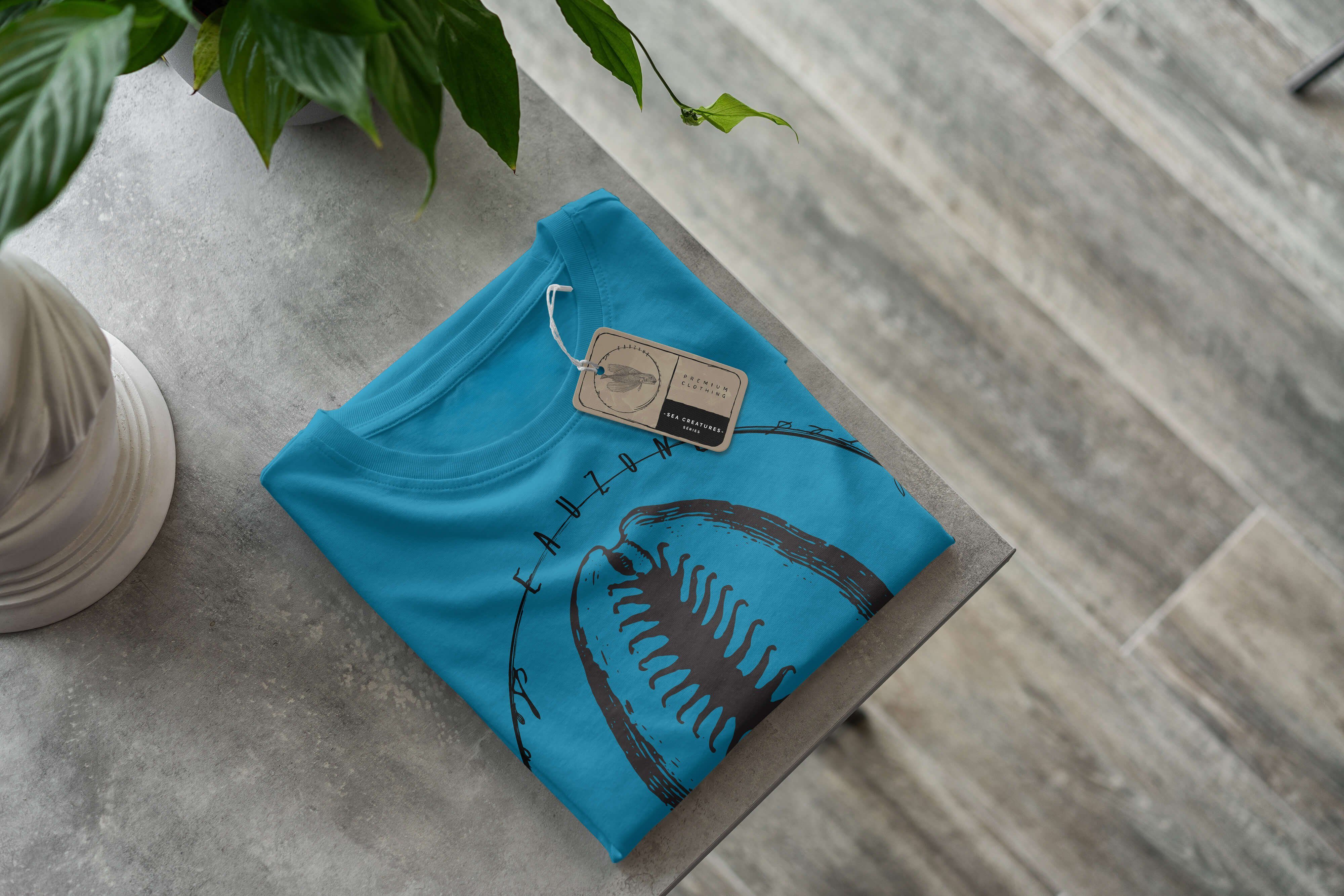 Sinus Art T-Shirt T-Shirt sportlicher - Struktur Fische feine und Atoll / Serie: 018 Sea Schnitt Sea Creatures, Tiefsee
