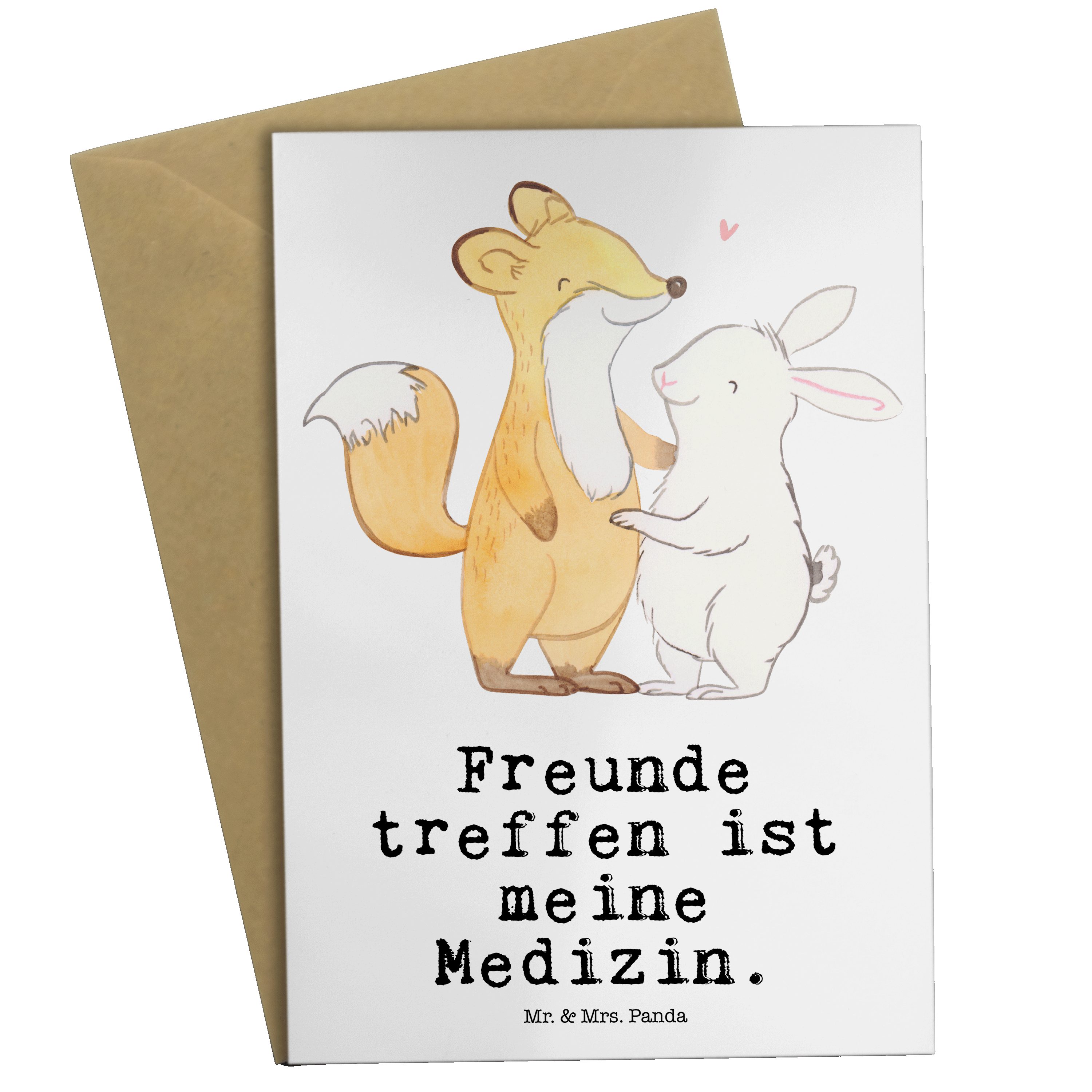 Mr. & Mrs. Panda Grußkarte Fuchs Hase Freunde treffen Medizin - Weiß - Geschenk, Schenken, Gebur