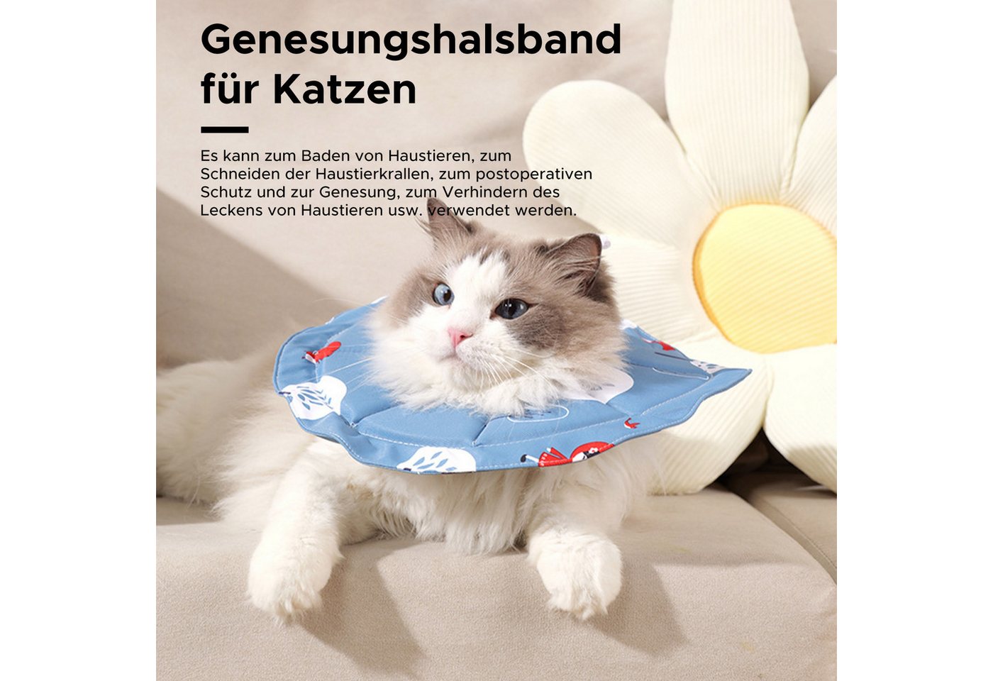 Thumbnail - Refttenw Schutzkragen Einstellbarer Haustier Halskrause,Katze Halsband,Wundlecken verhindern