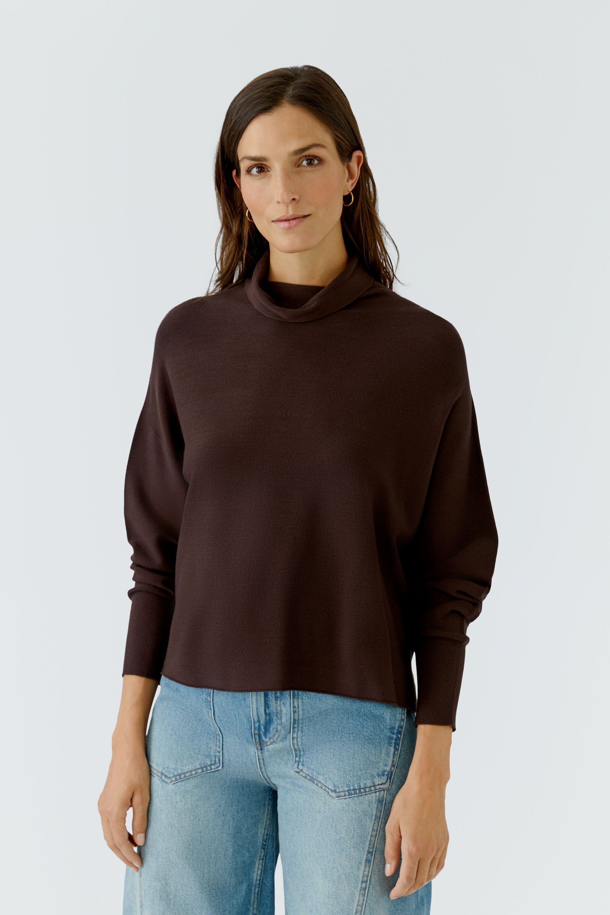 Oui Strickpullover Lässig geschnitten Rollkragen