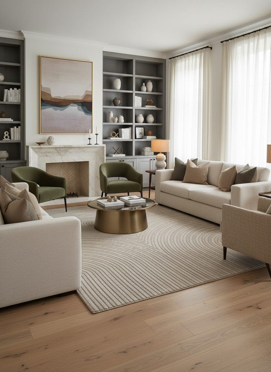 Vimoda Designteppich einem bogenförmigen Muster, Einfarbig, Rechteckig, Teppich Schlafzimmer Kurzflor, Wellen Hochtief-Muster, lebendige Optik