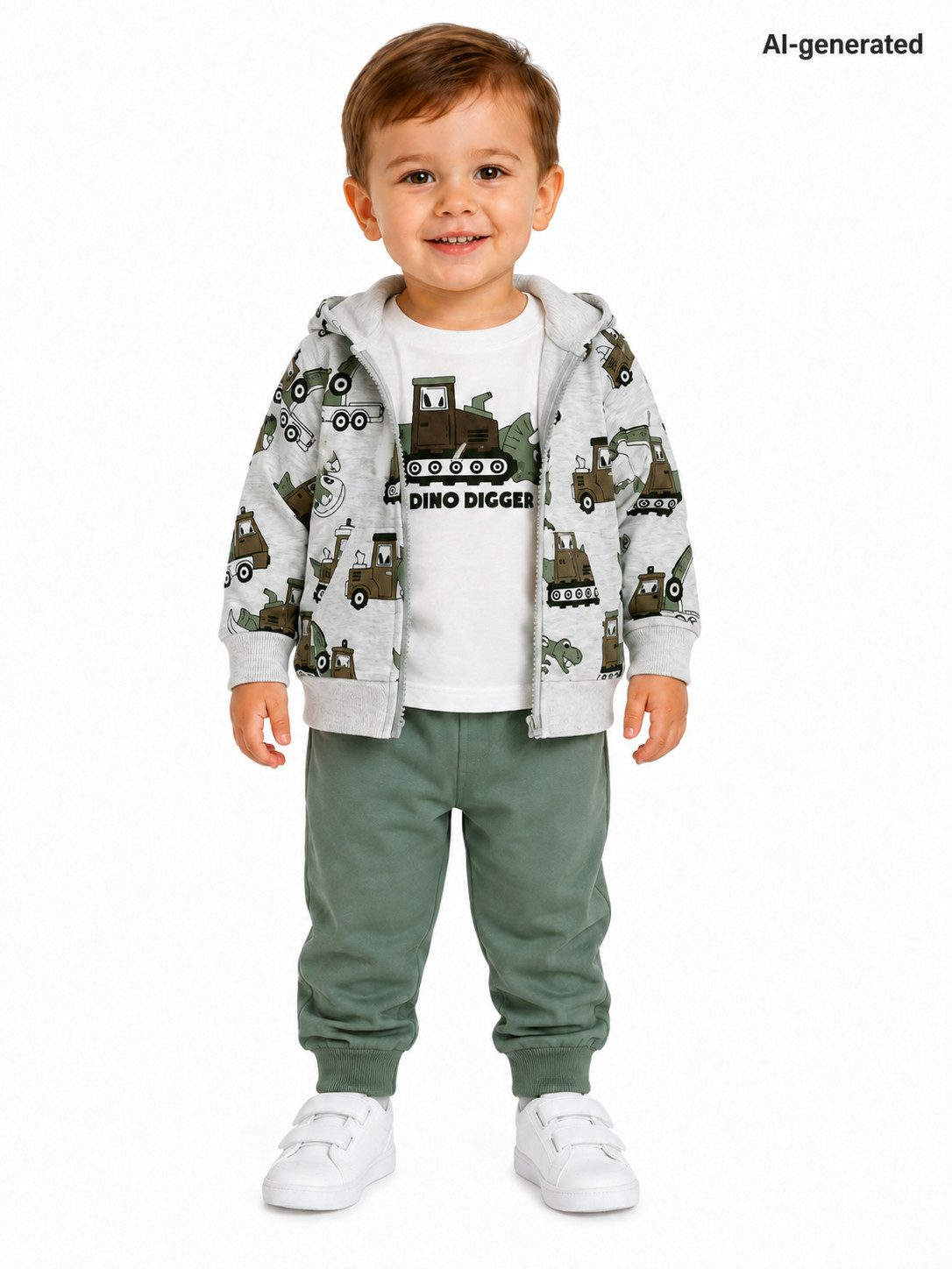 Fashion Boy Shirt, Hose & Jäckchen 3-teiliges Set mit Kapuzenjacke, Langarmshirt & Jogginghose JF2336 (Set, Kapuzenjacke, Langarmshirt & Jogginghose)
