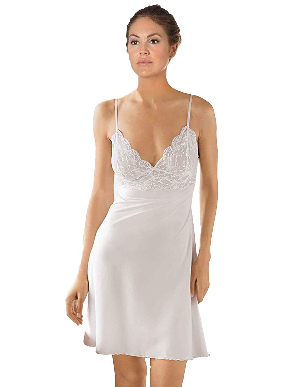 Weiß Spitzenverzierungen Negligee (100) C. Von mit Edition Unterkleid Silver Nina (1-tlg) Hemdrock