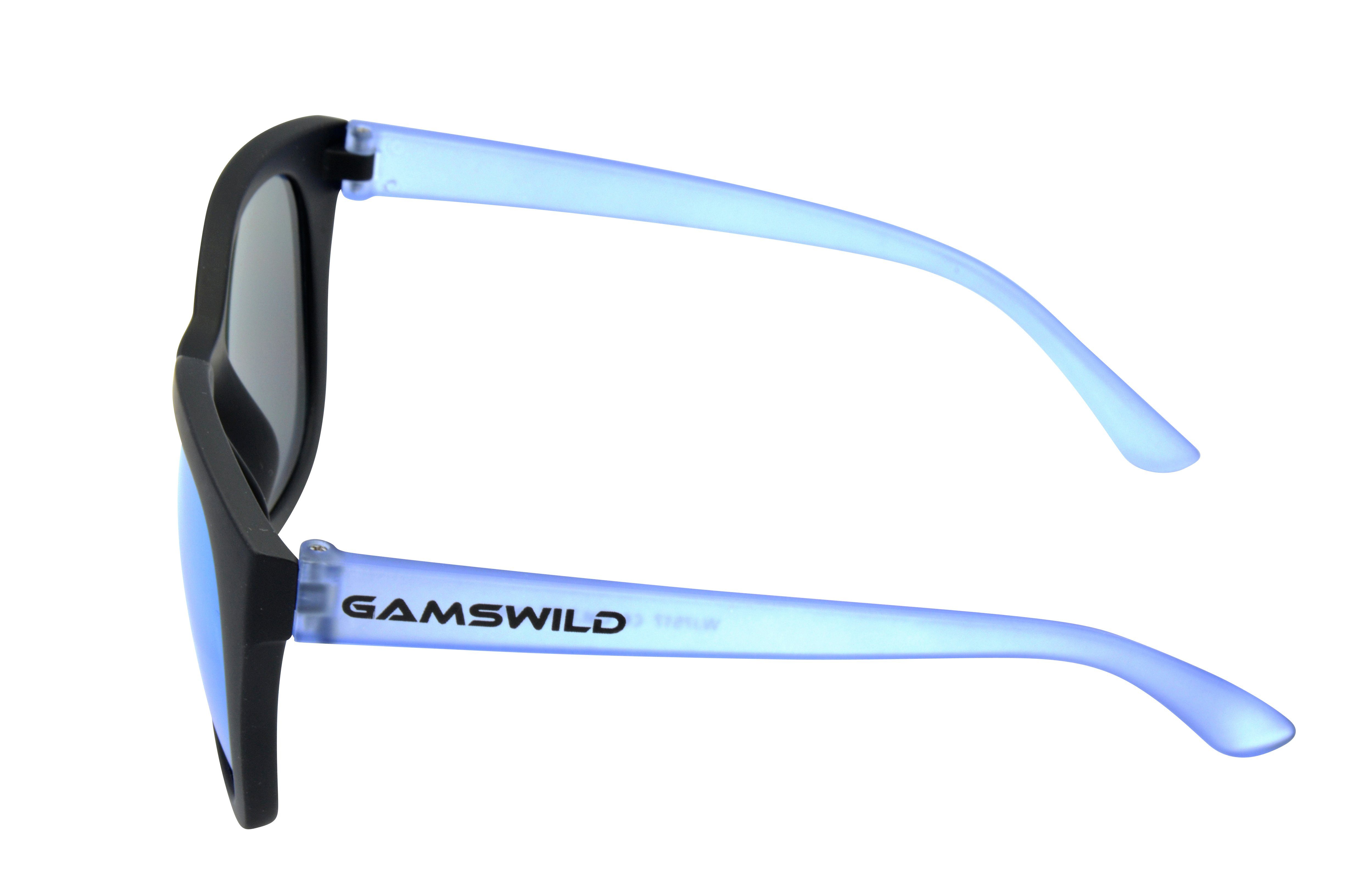 Gamswild Sonnenbrille Mädchen WJ7517 Damen 8-18 Unisex, GAMSKIDS blau, Jahre kids Jugendbrille halbtransparenter pink, grau Rahmen Kinderbrille