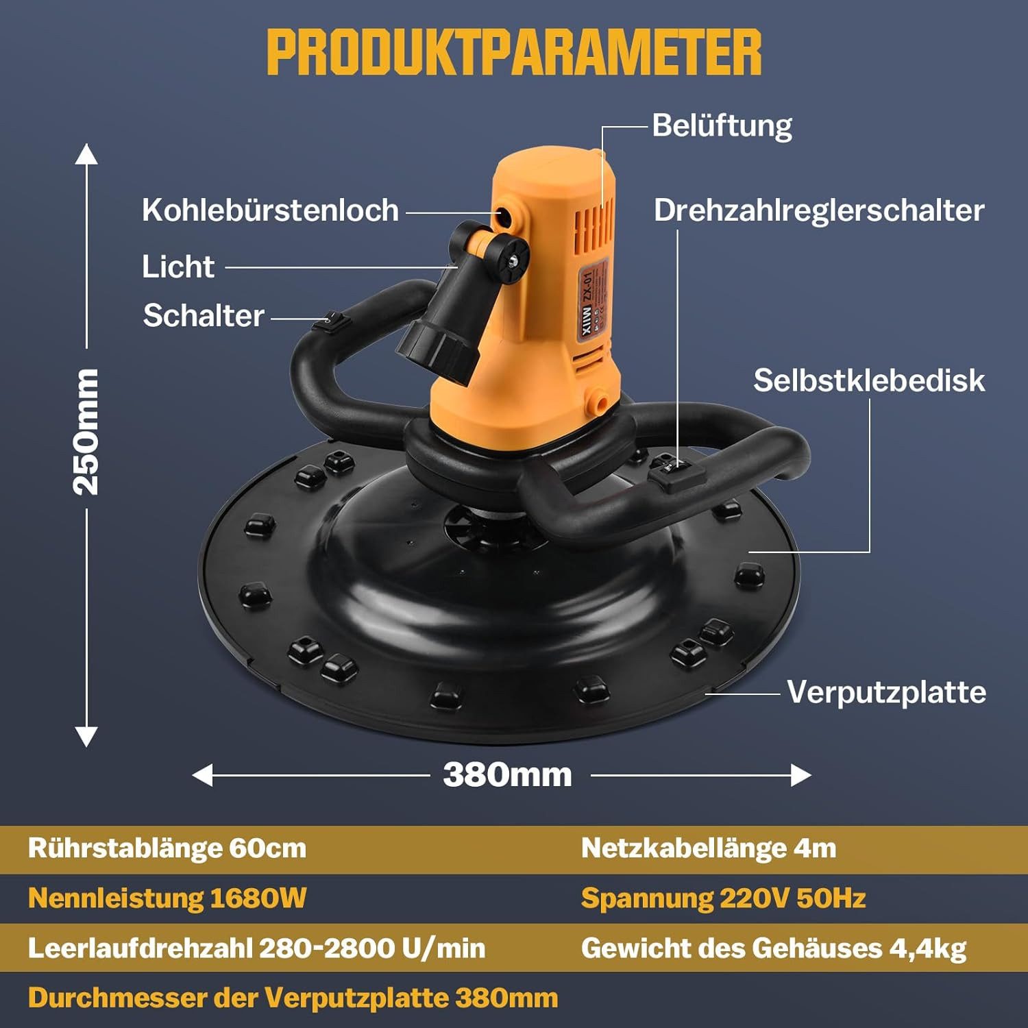 XERSEK Trockenbauschleifer 2in1 Putzglättmaschine Ø380mm Rührwerk günstig online kaufen