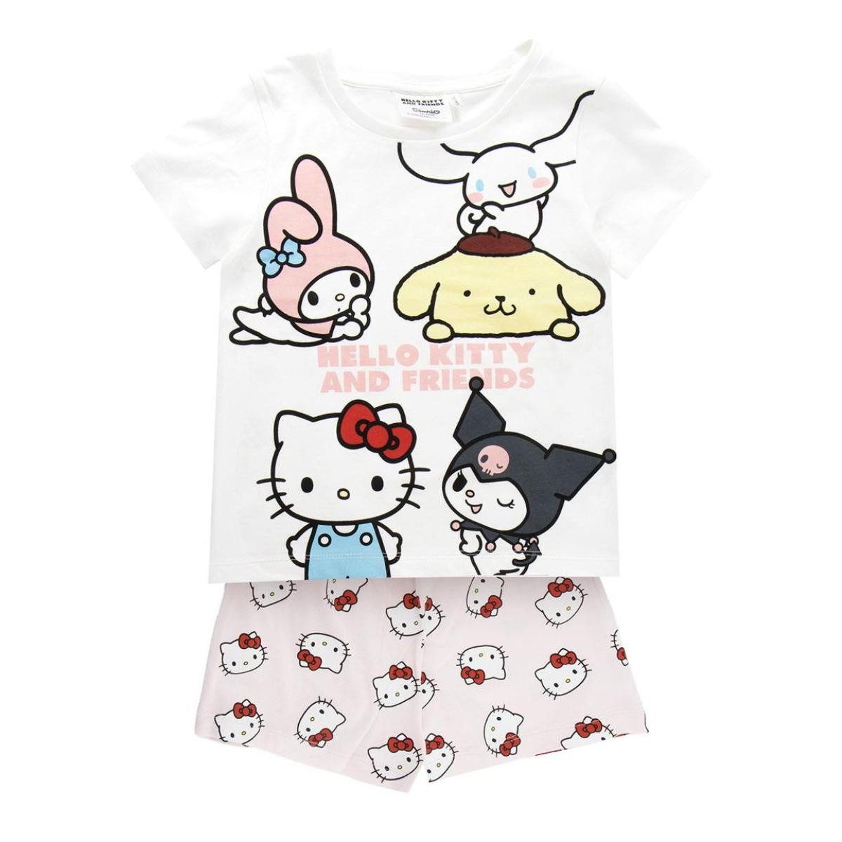 Hello Kitty Capri-Pyjama Baumwolle Kinder Schlafanzug kurz Pyjama Set Sommer (Packung, 2 Stück)