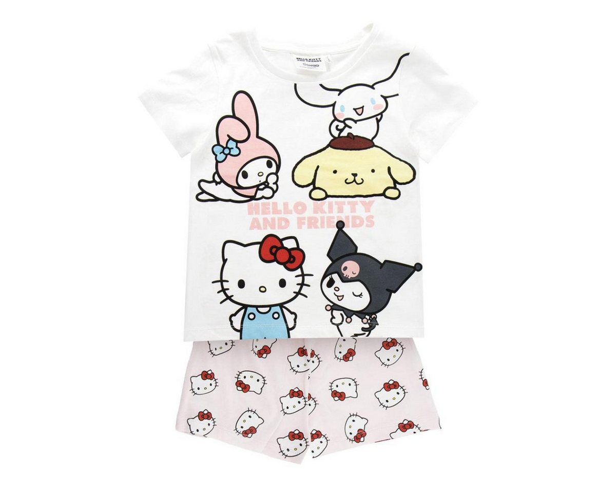 Hello Kitty Capri-Pyjama Baumwolle Kinder Schlafanzug kurz Pyjama Set Sommer (Packung, 2 Stück)