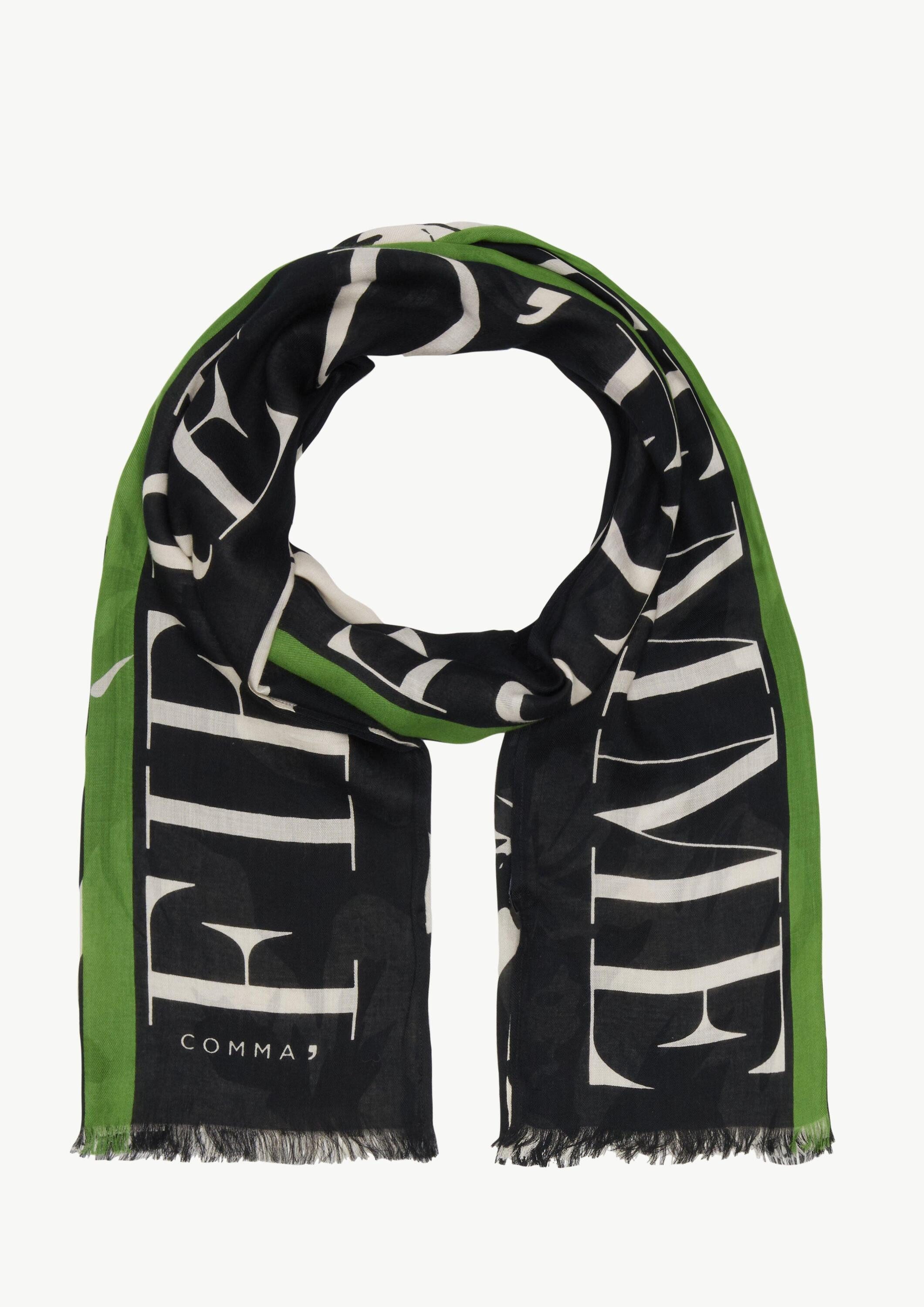 comma Schal Tuch, Gemusterter Fransenschal aus Modalmix