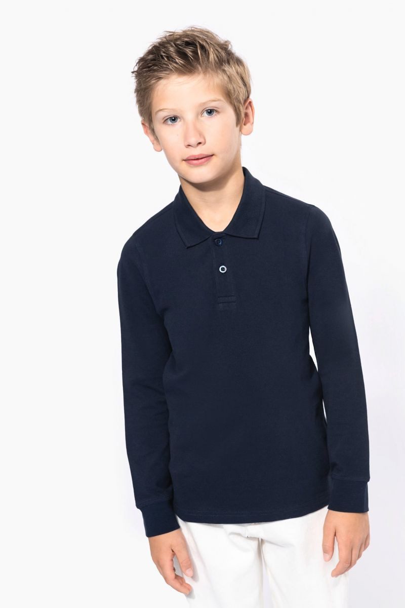 Kariban Poloshirt Polohemd mit langen Ärmeln für Kinder.