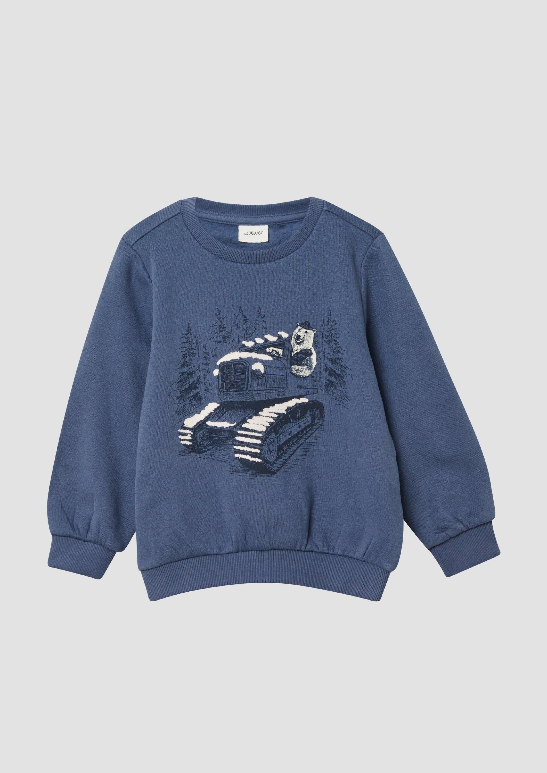 s.Oliver Sweatshirt Sweatshirt Sweatshirt mit Frontprint und kuscheliger Innenseite