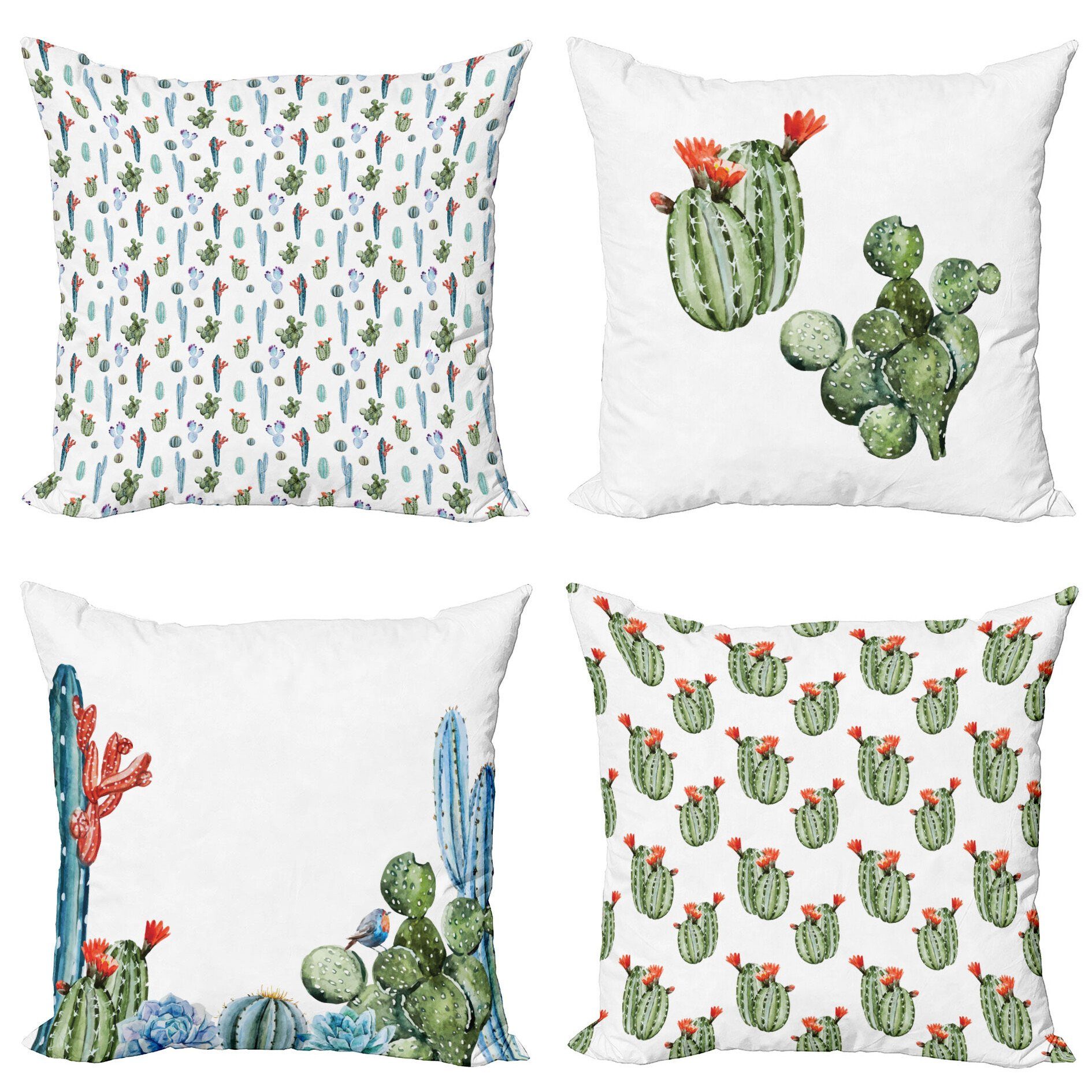 Kissenbezüge Modern Accent Doppelseitiger Digitaldruck, Abakuhaus (4 Stück), Kaktus Verschiedene exotische Succulents