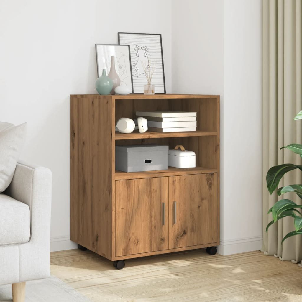 vidaXL Aktenschrank NA Aktenschrank Rollschrank Artisan-Eiche 60x48x81 cm H günstig online kaufen