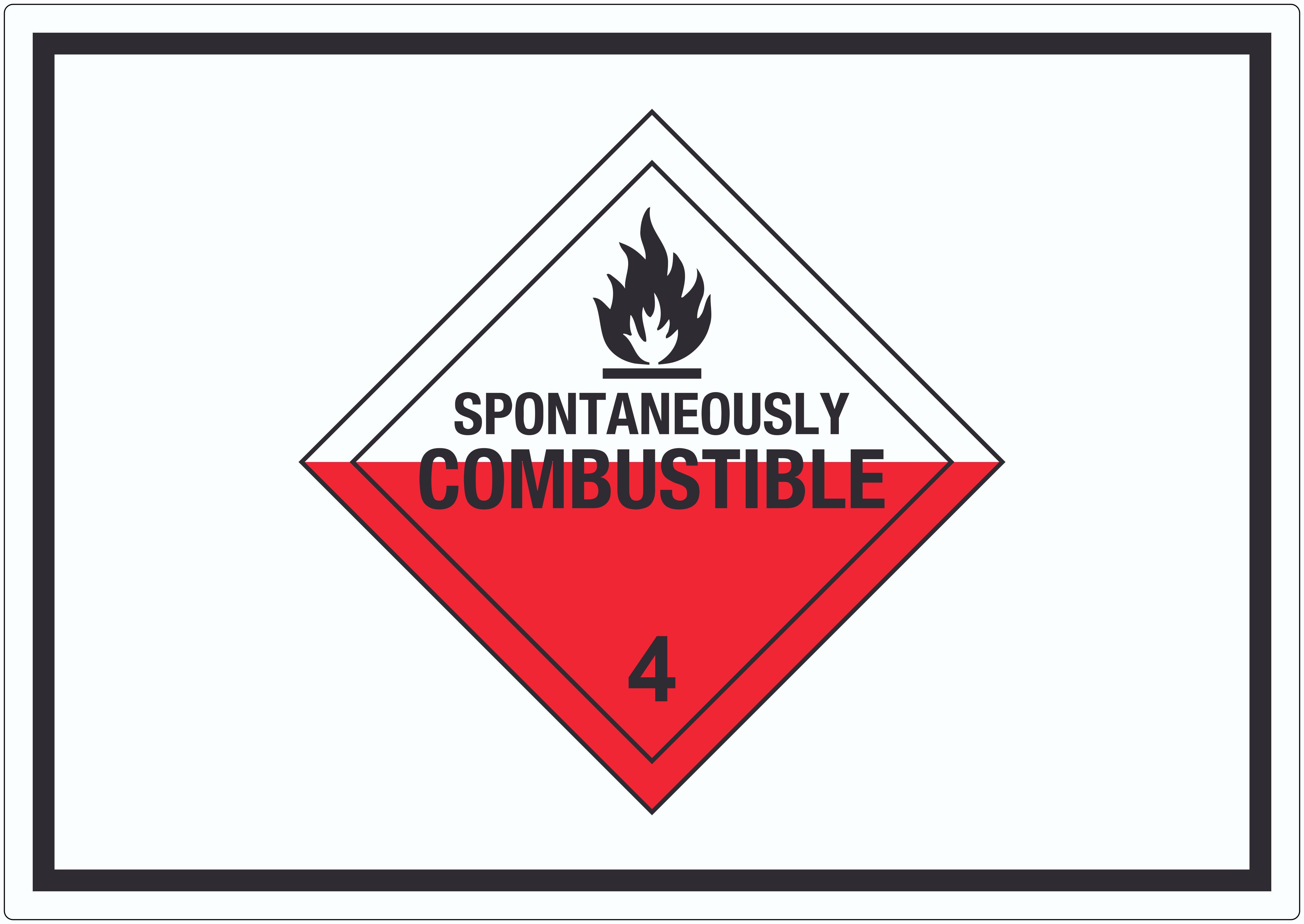 HB-Druck Aufkleber Aufkleber Selbstentzündliche Stoffe Symbol Spotaneously Combustible, wetterfest, UV-beständig, kratzfest