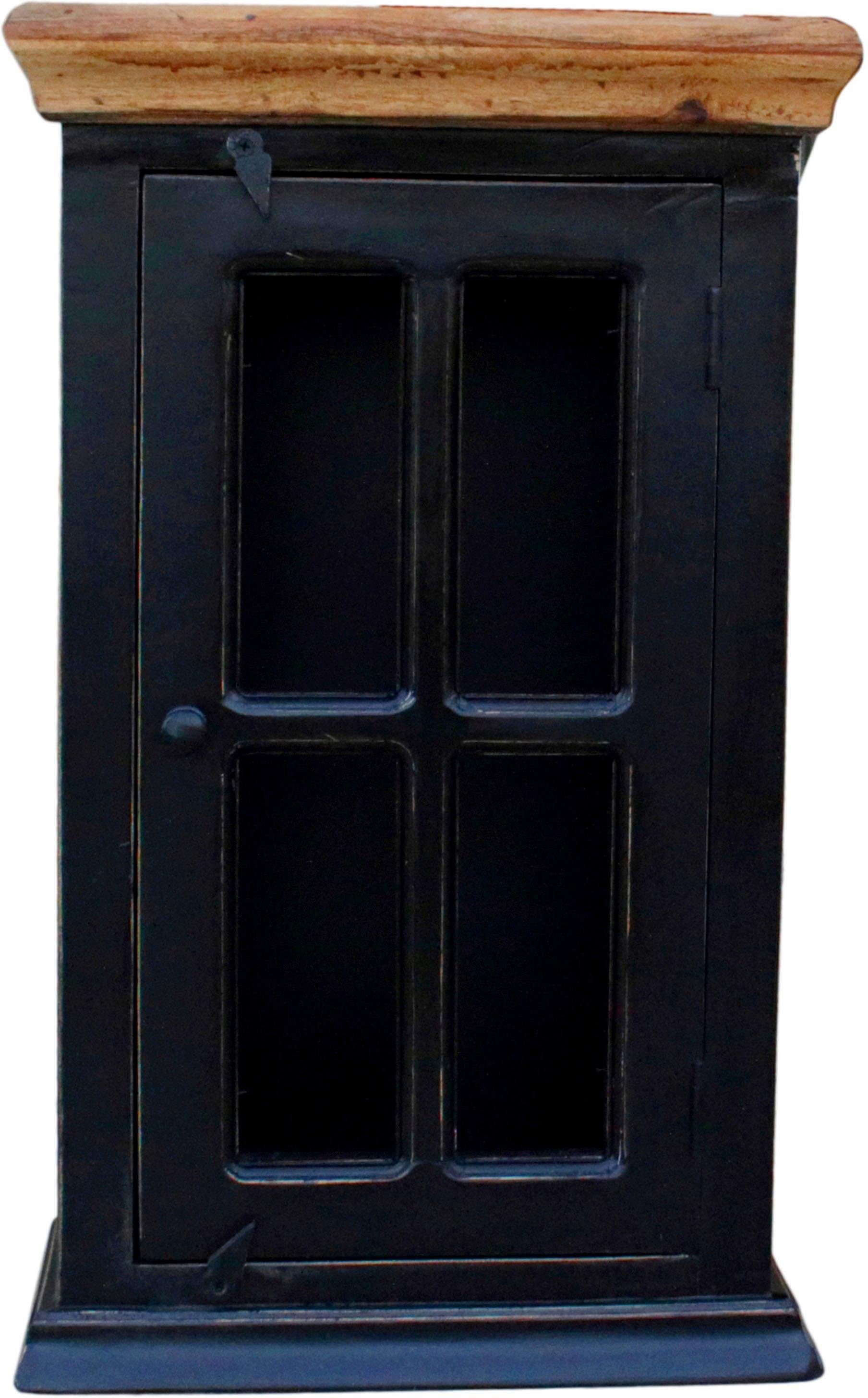 SIT Hängevitrine CORSICA Vintage mit Tür & honigfarbiger Deckplatte Wählbarer Türanschlag für flexible Wandmontage
