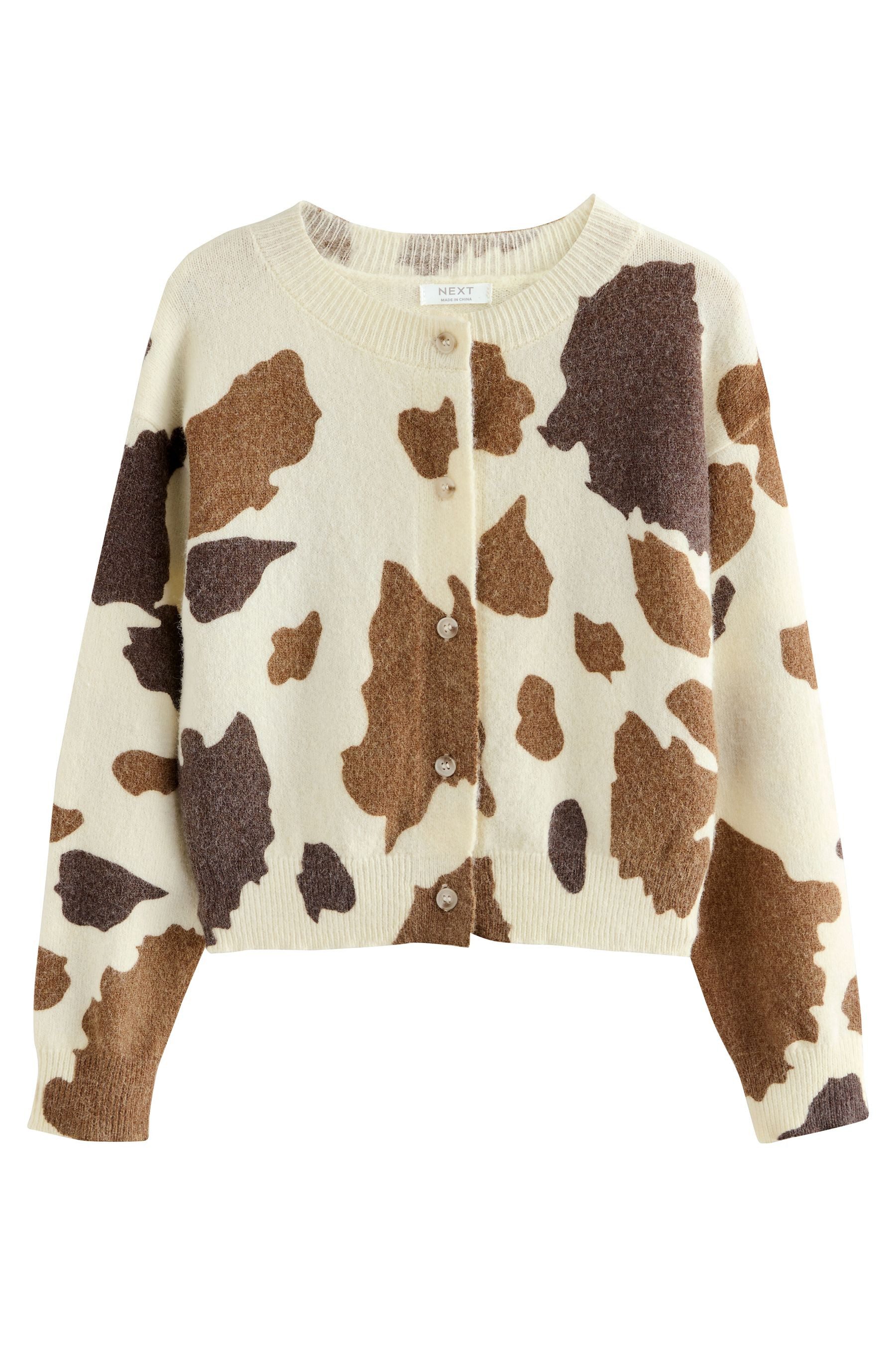 Next Strickjacke Strickjacke mit Kuhmuster (1-tlg)