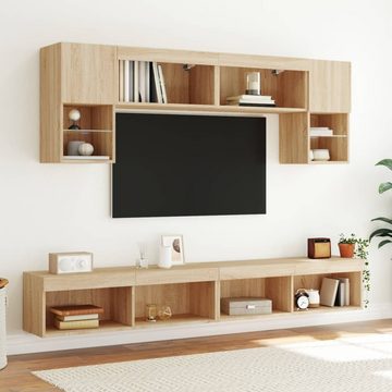 vidaXL TV-Wand 6-tlg. Wohnwand mit LED-Beleuchtung Sonoma-Eiche Holzwerkstoff, (1-St)