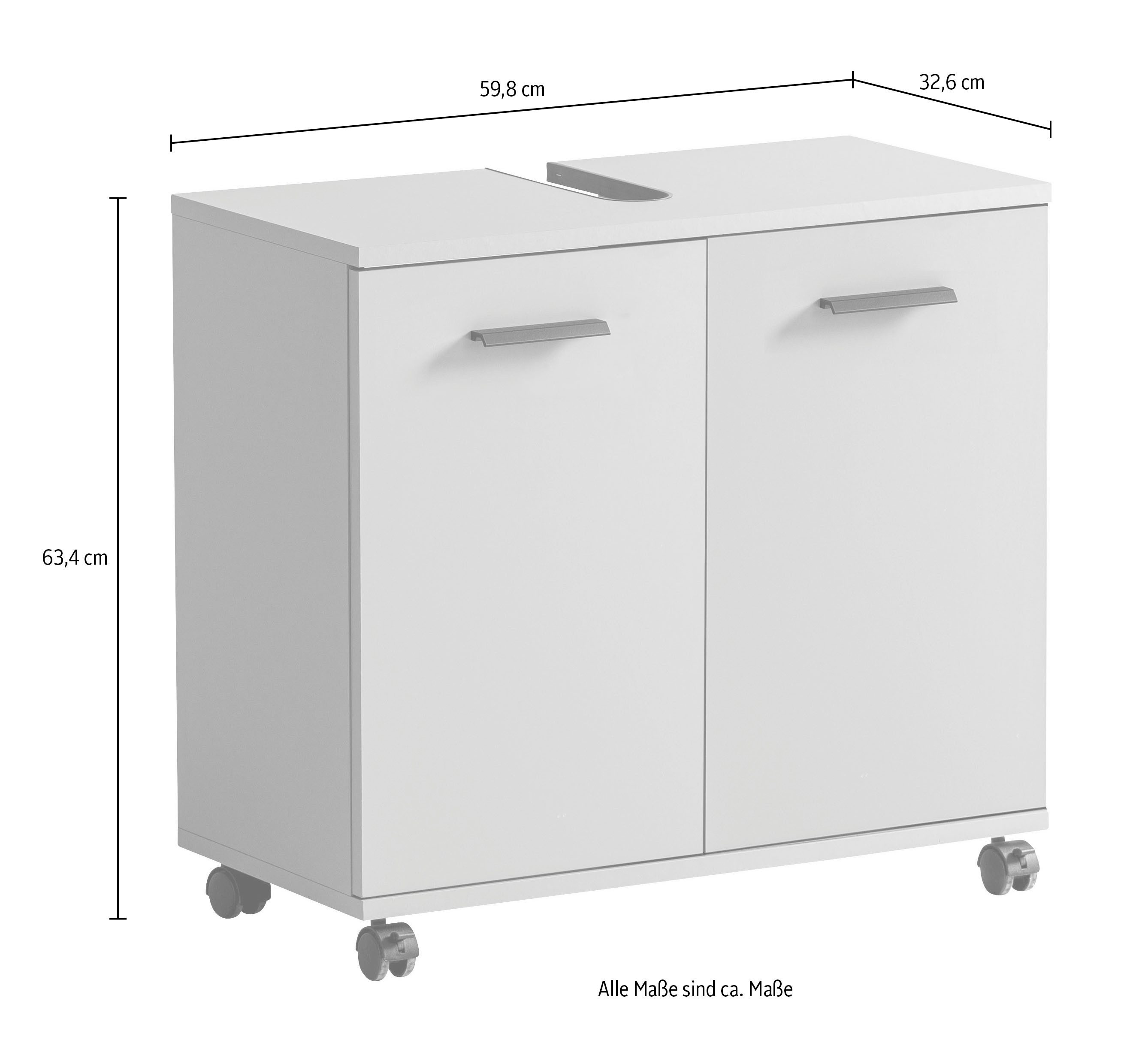 welltime Waschbeckenunterschrank Metallbeschläge, Siphonausschnitt – Bild 2 von 2