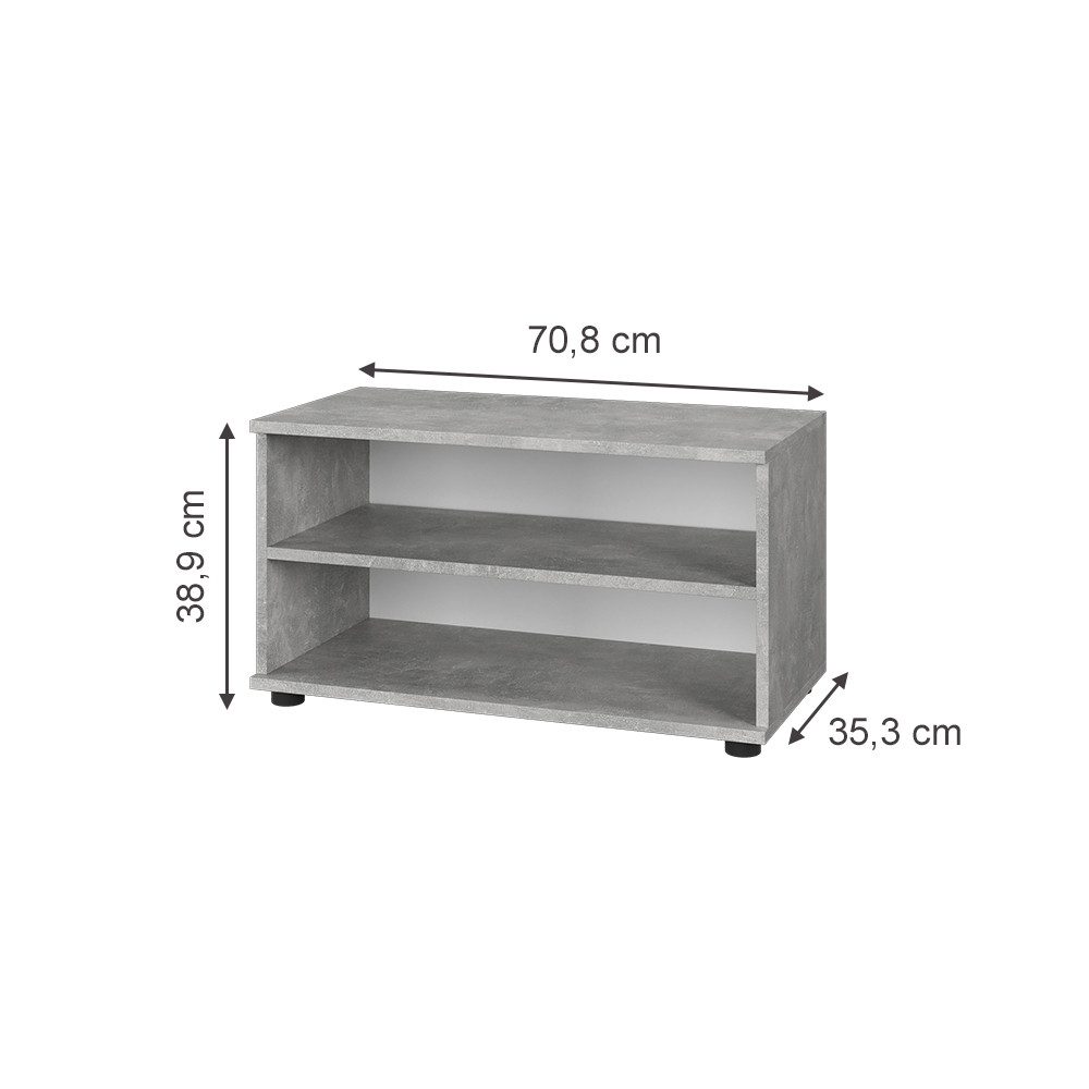 Vicco Bücherregal Berno, Beton, 70.8 x 38.9 cm mit 2 Fächern, 1-tlg.